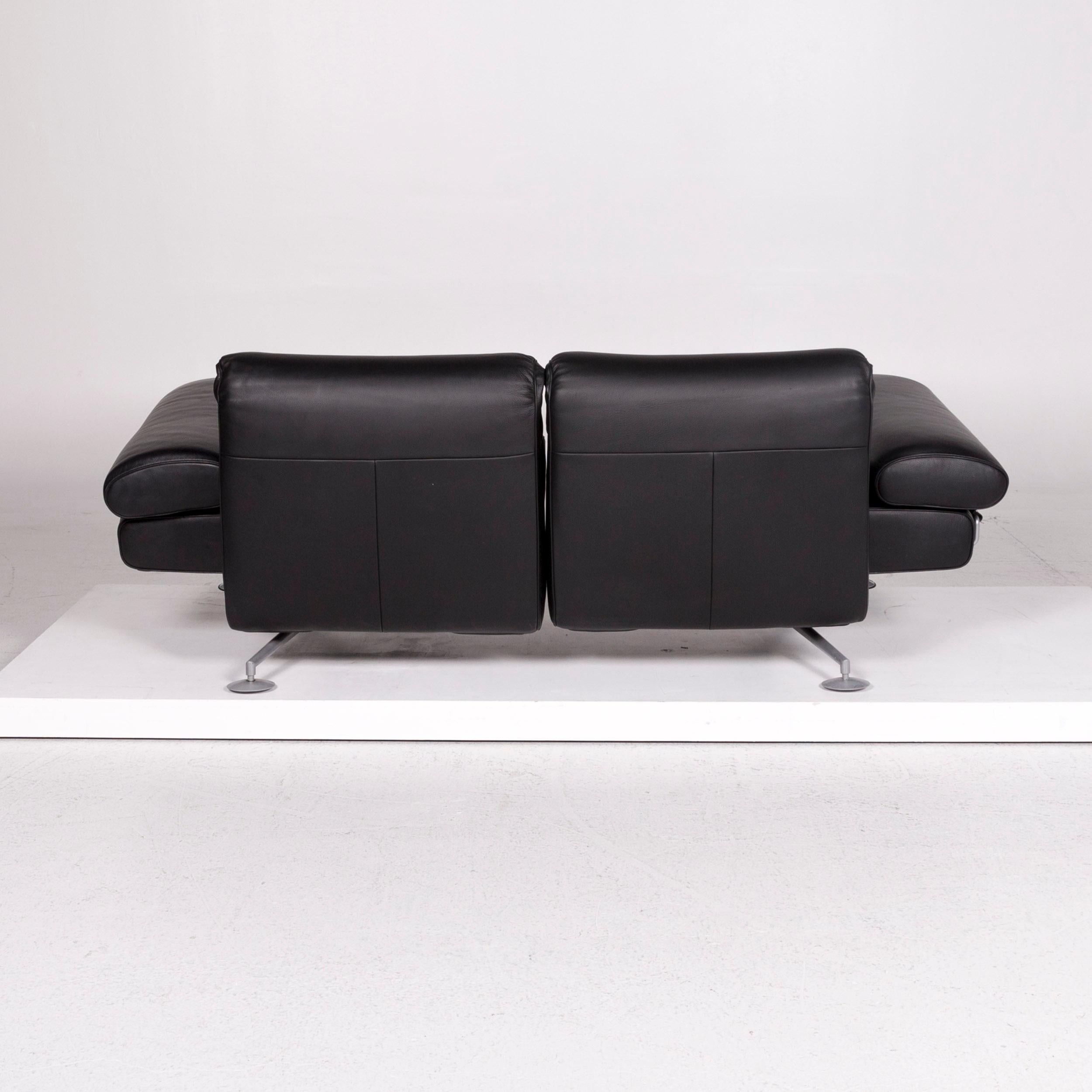 De Sede Ds 470 Leather Sofa Black Two-Seat Function Relax Function Couch 2