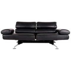 De Sede Ds 470 Leather Sofa Black Two-Seat Function Relax Function Couch