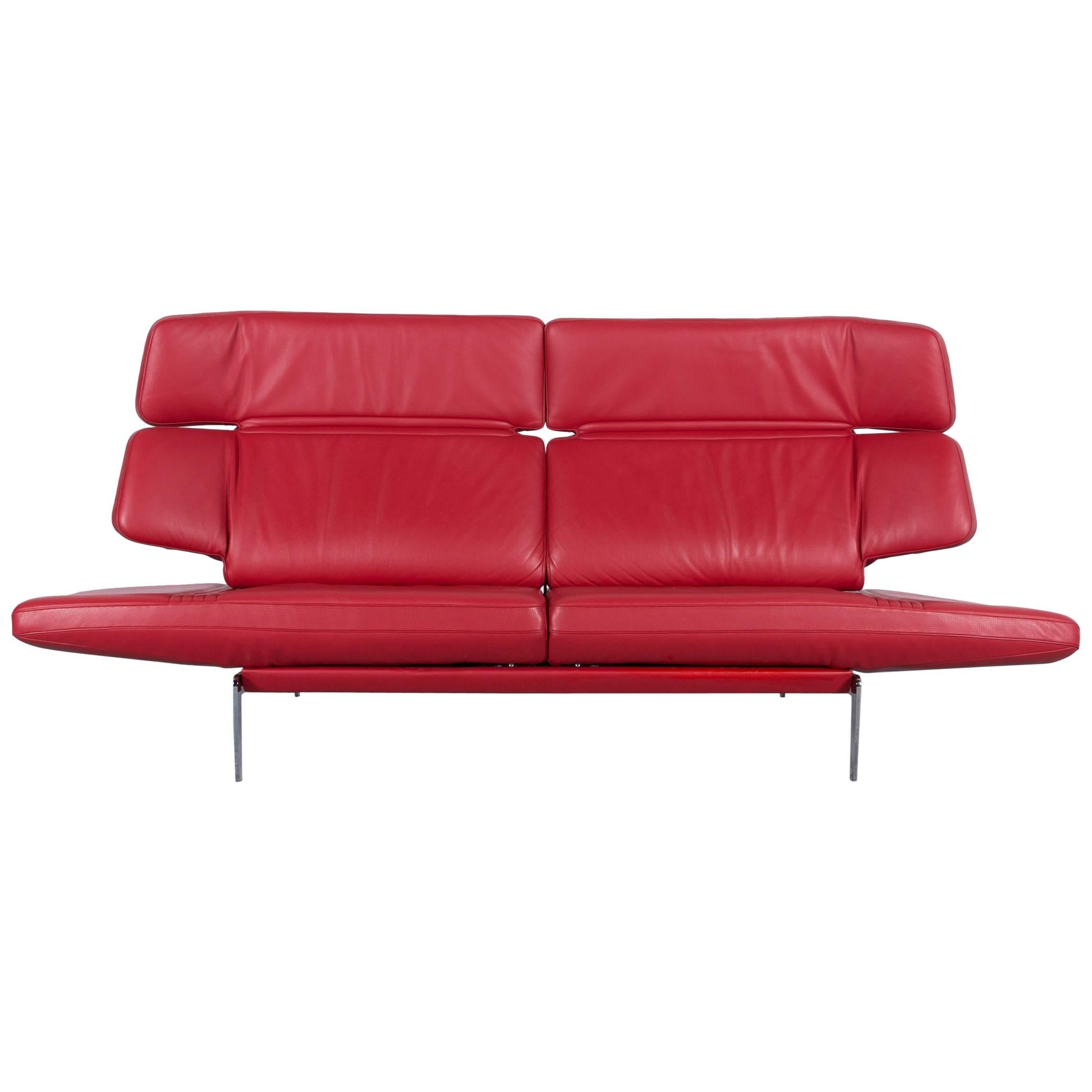De Sede DS 480 Designer Sofa Red Leather Two-Seat Couch For Sale