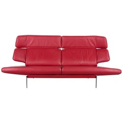 De Sede DS 480 Designer Sofa Red Leather Two-Seat Couch