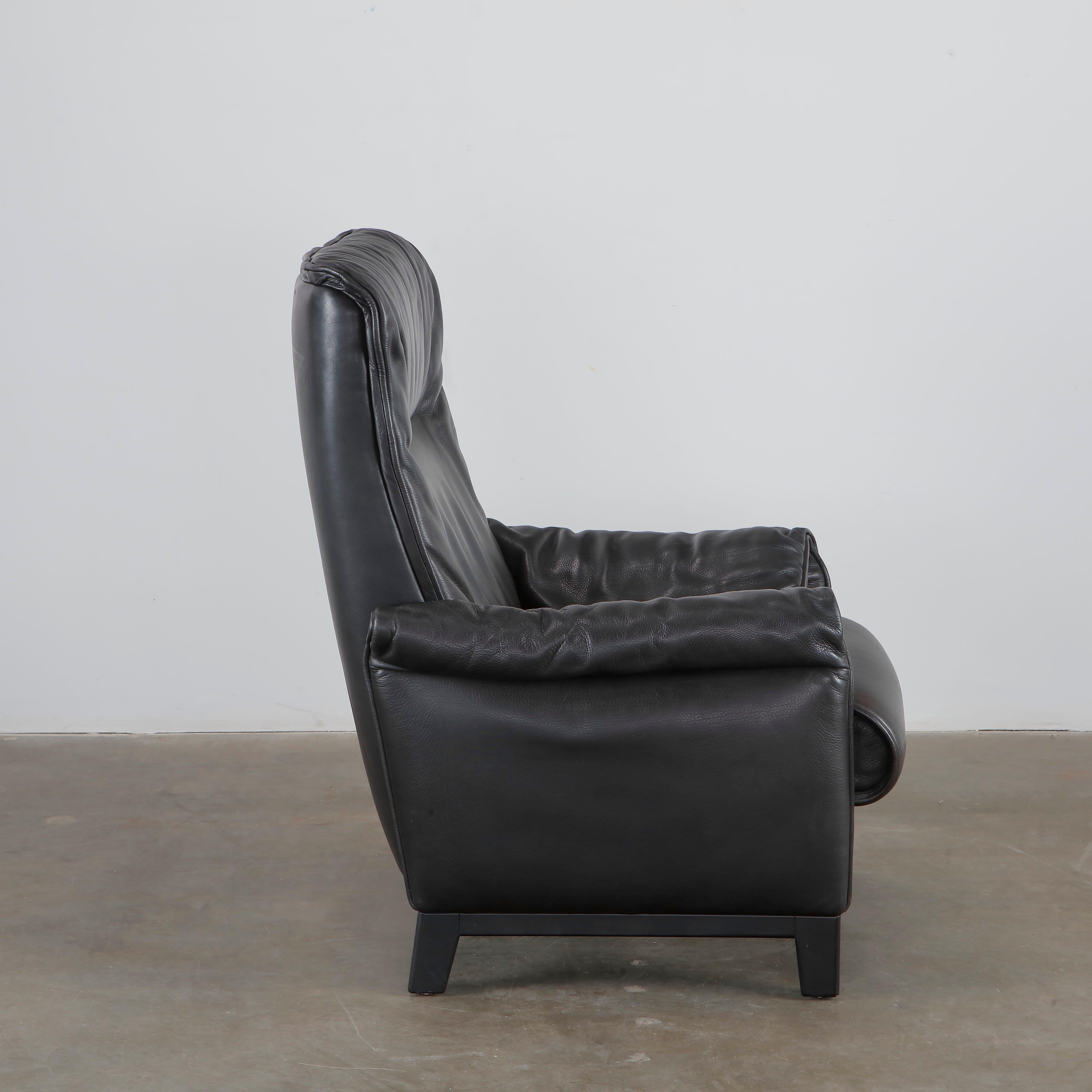 De Sede, DS 49 Sillón de cuero negro, años 70 en venta 3