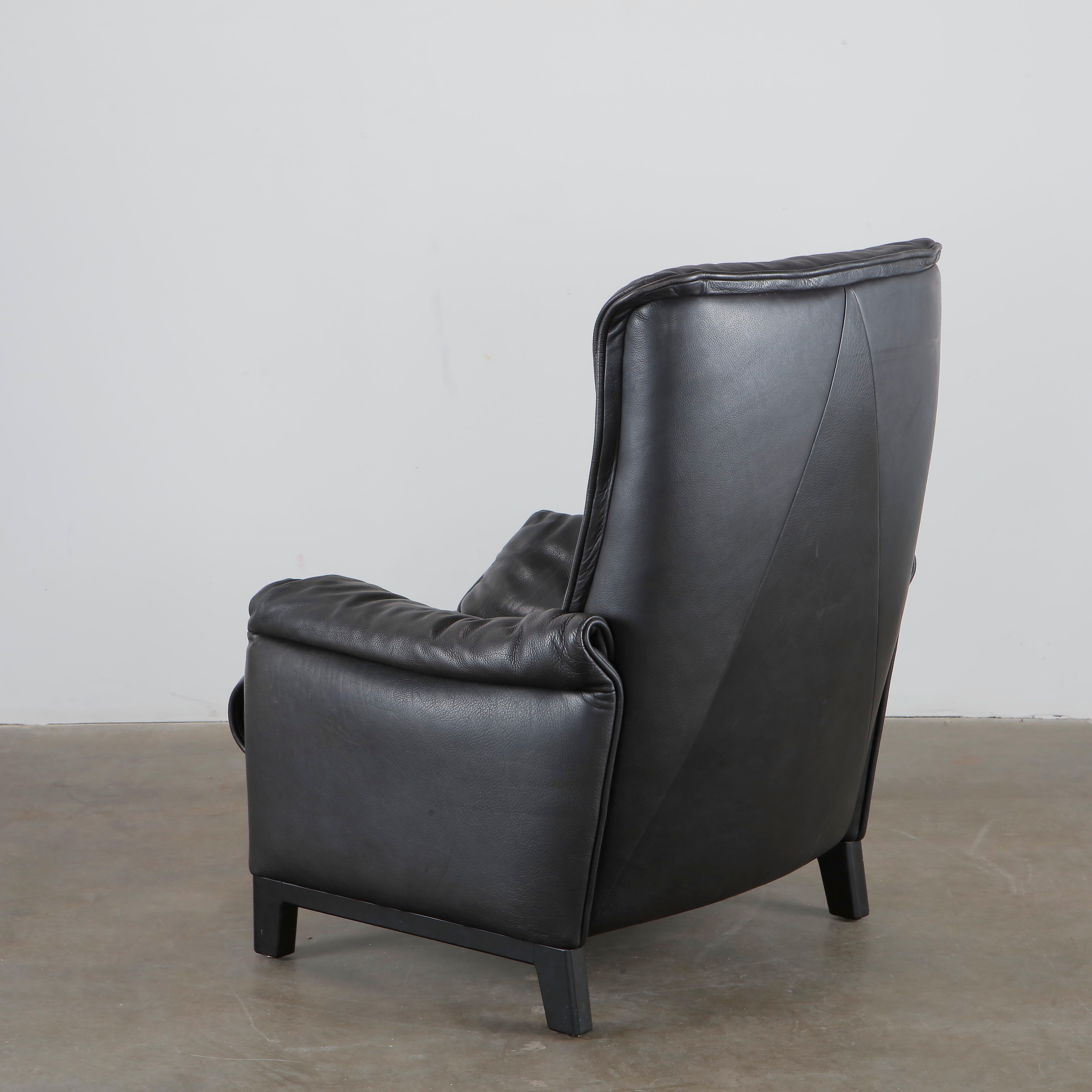 De Sede, DS 49 Sillón de cuero negro, años 70 en venta 7