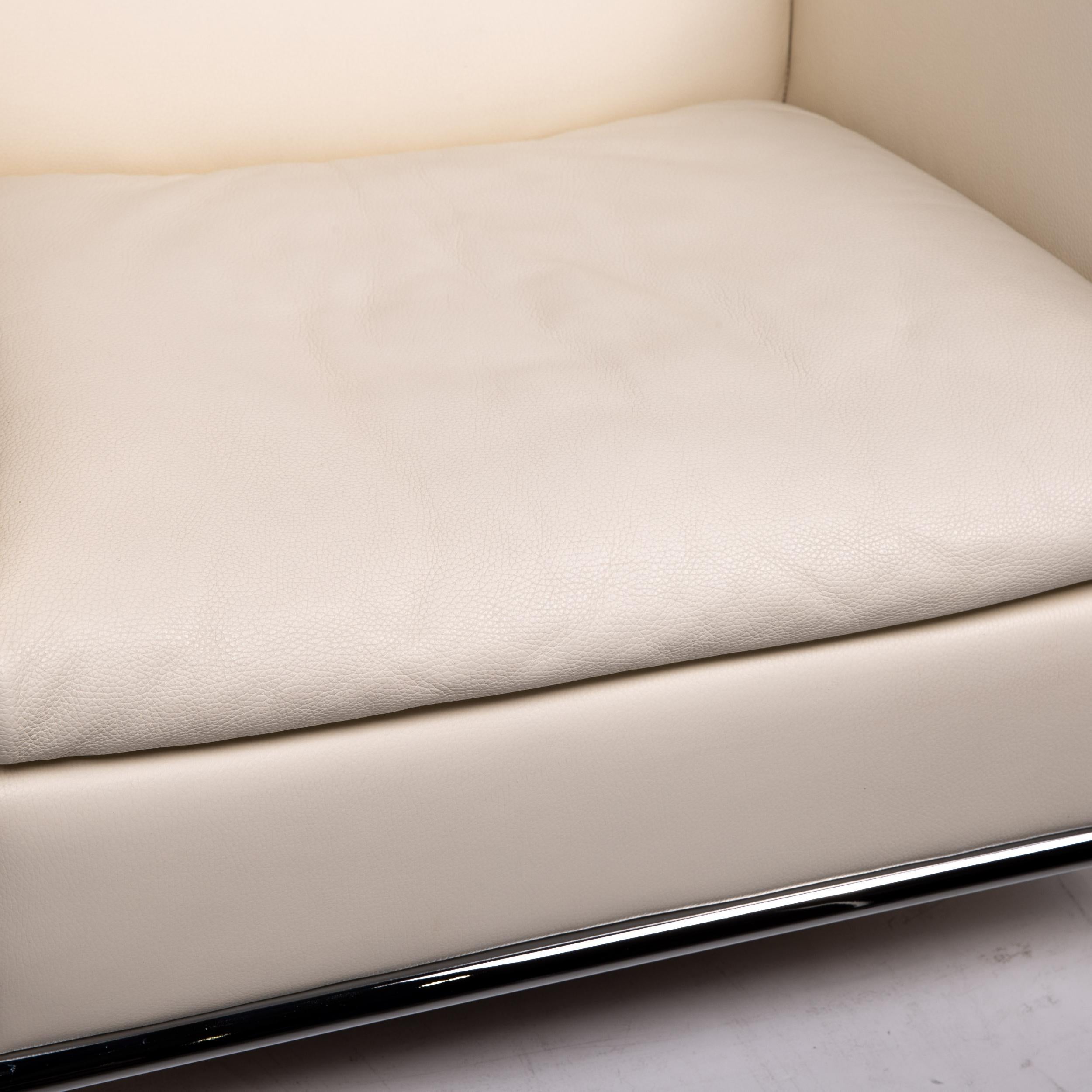 cream leather armchair