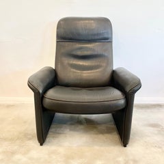 De Sede DS-50 Black Leather Recliner Chair, 1970s Switzerland
