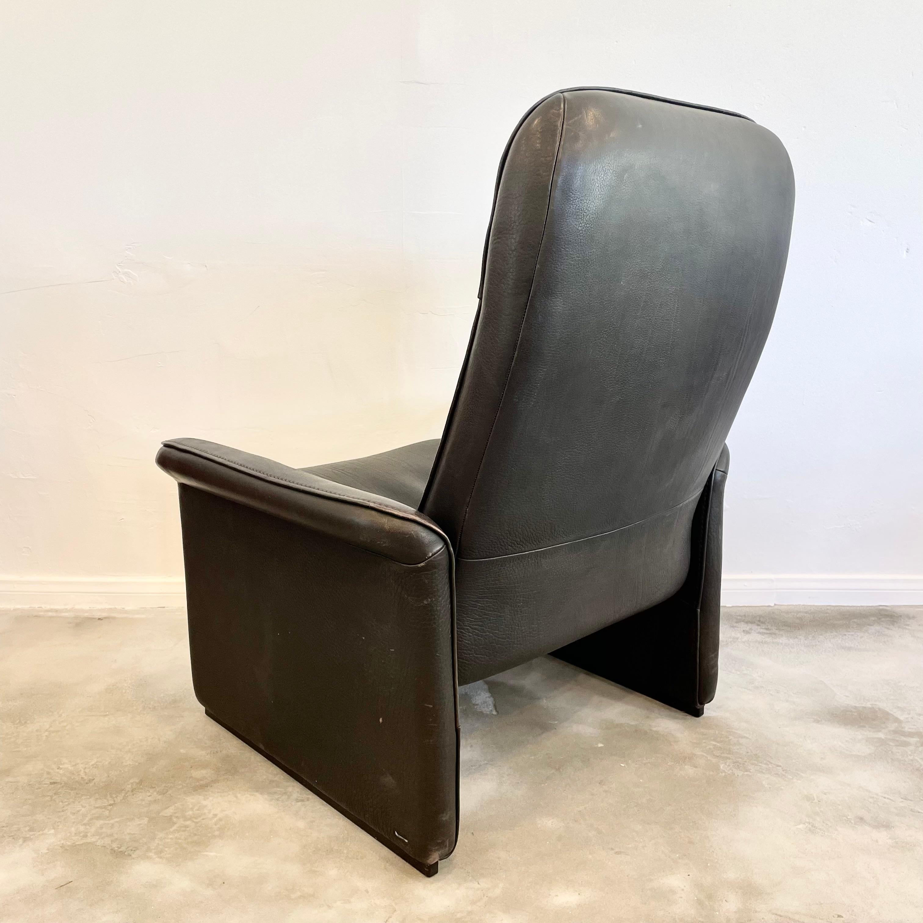 Late 20th Century De Sede DS-50 Black Leather Recliner Chair, 1970s Switzerland For Sale