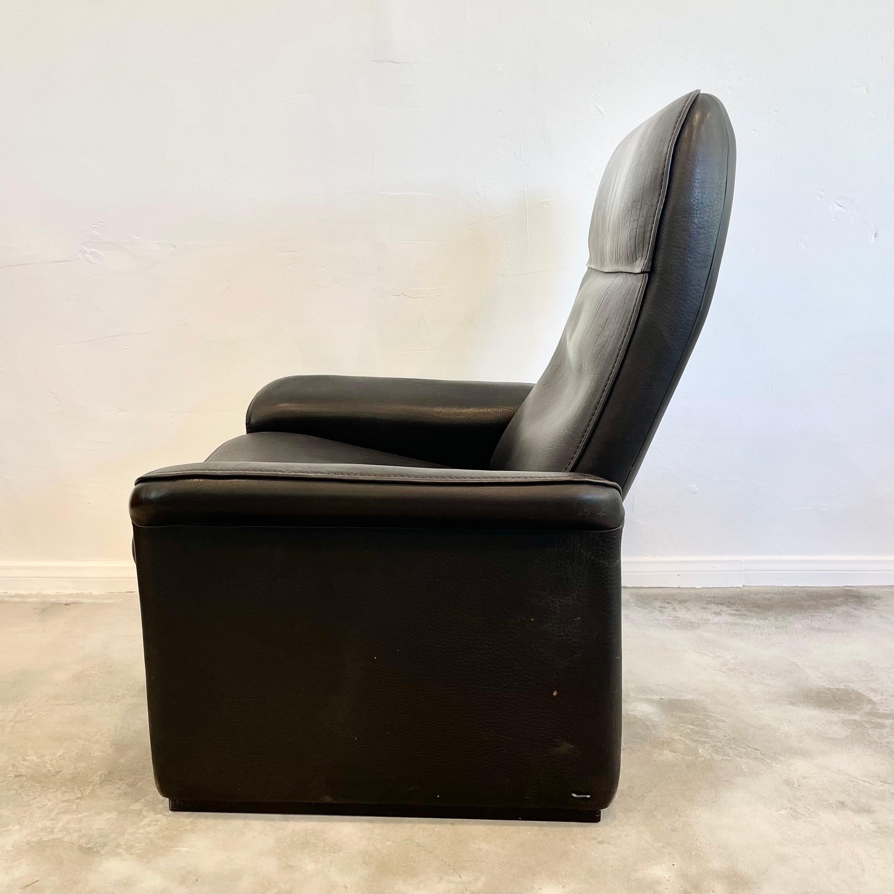 De Sede DS-50 Black Leather Recliner Chair, 1970s Switzerland For Sale 1