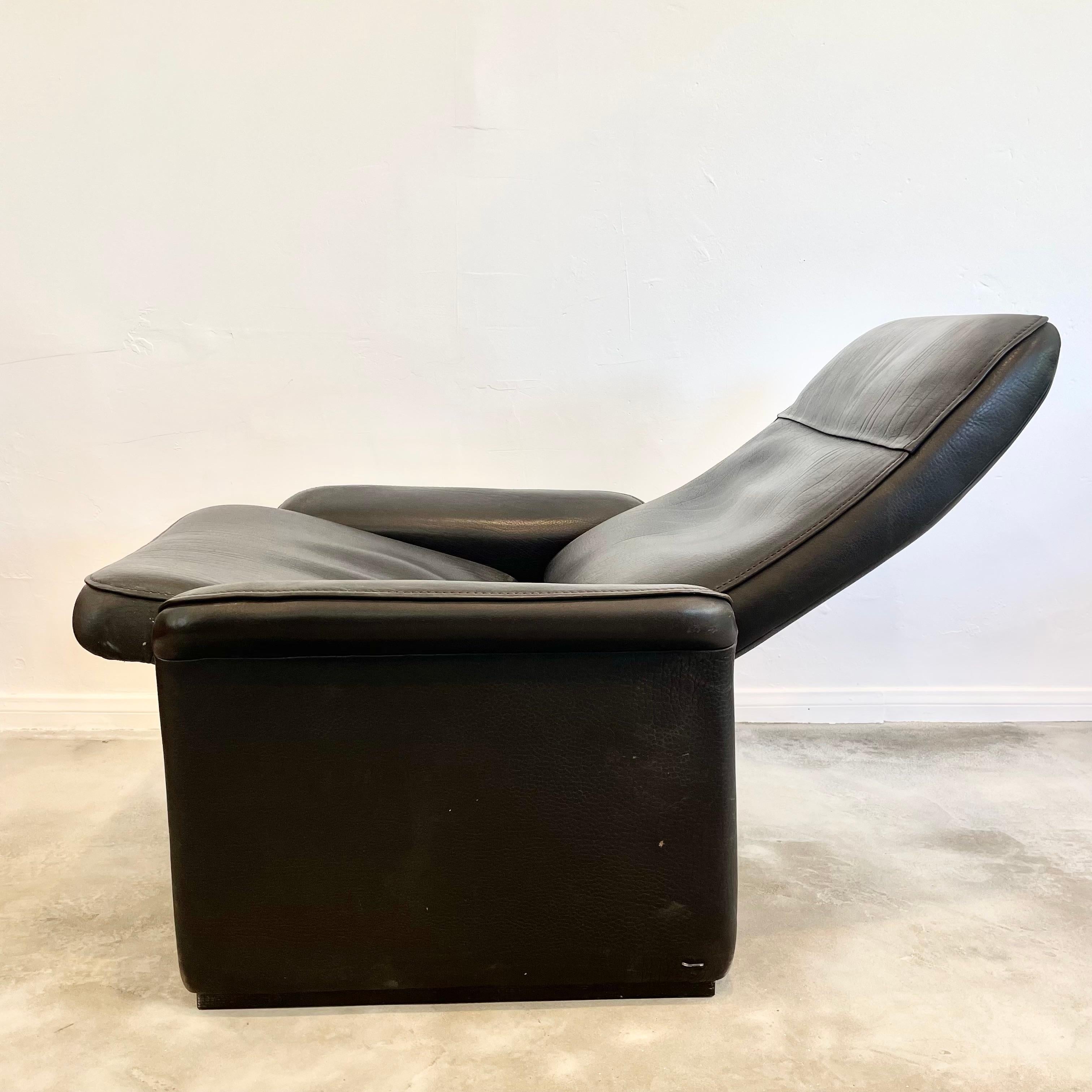 De Sede DS-50 Black Leather Recliner Chair, 1970s Switzerland For Sale 2