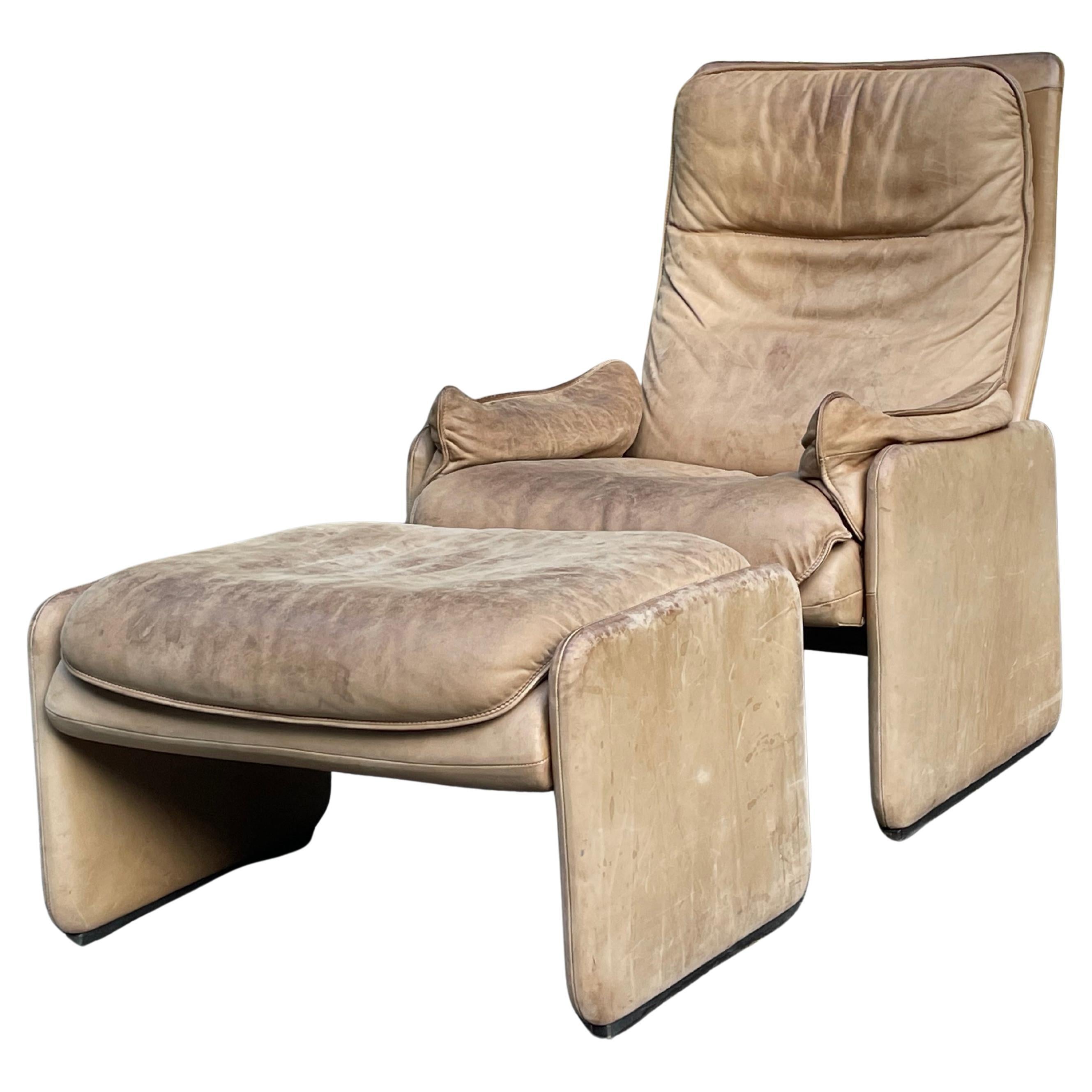 Mid-Century Modern De Sede DS-50 Buffalo Leather Lounge Chair & Ottoman, Circa 1970s For Sale