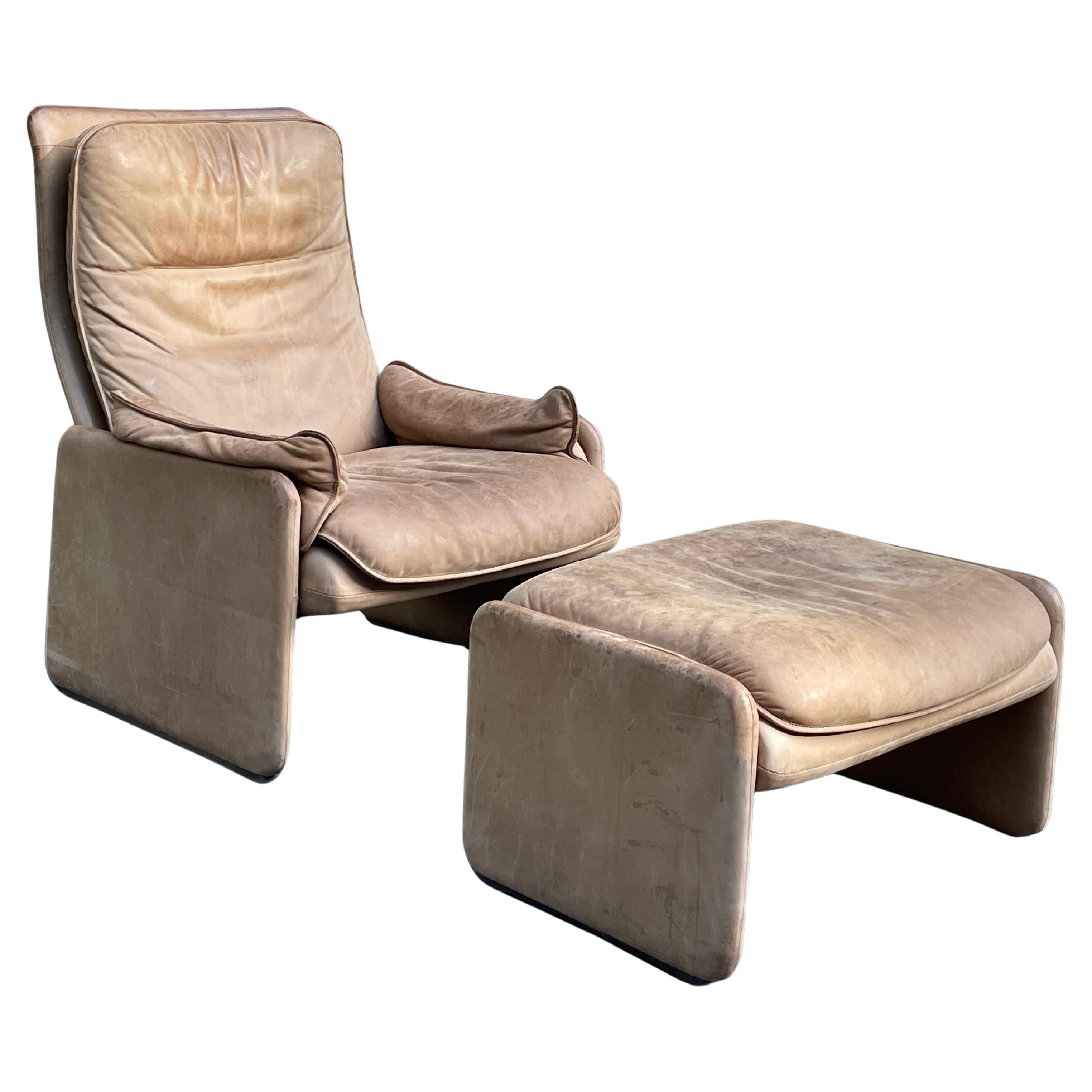 De Sede DS-50 Buffalo Leather Lounge Chair & Ottoman, Circa 1970s For Sale 2