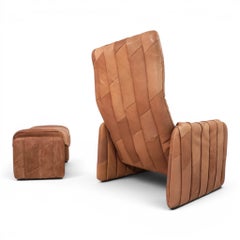 De Sede Ds 50 Chaise longue en patchwork de cuir de buffle avec ottoman, 1970