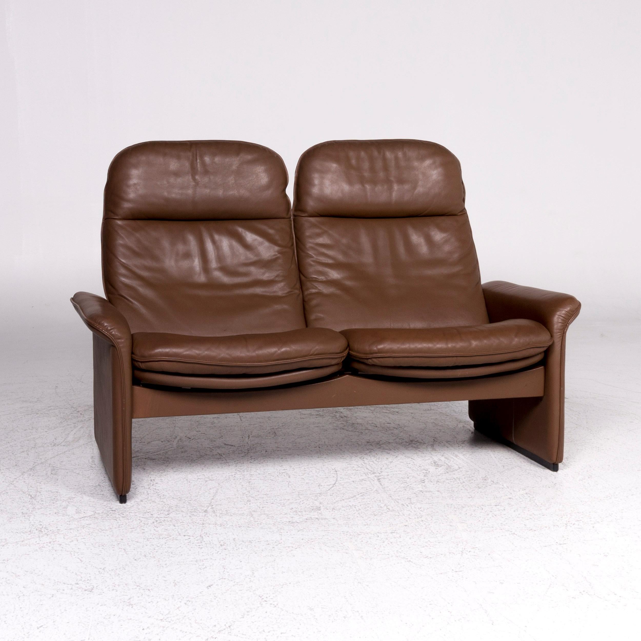 Swiss De Sede DS 50 Leather Sofa Brown Two-Seat Couch