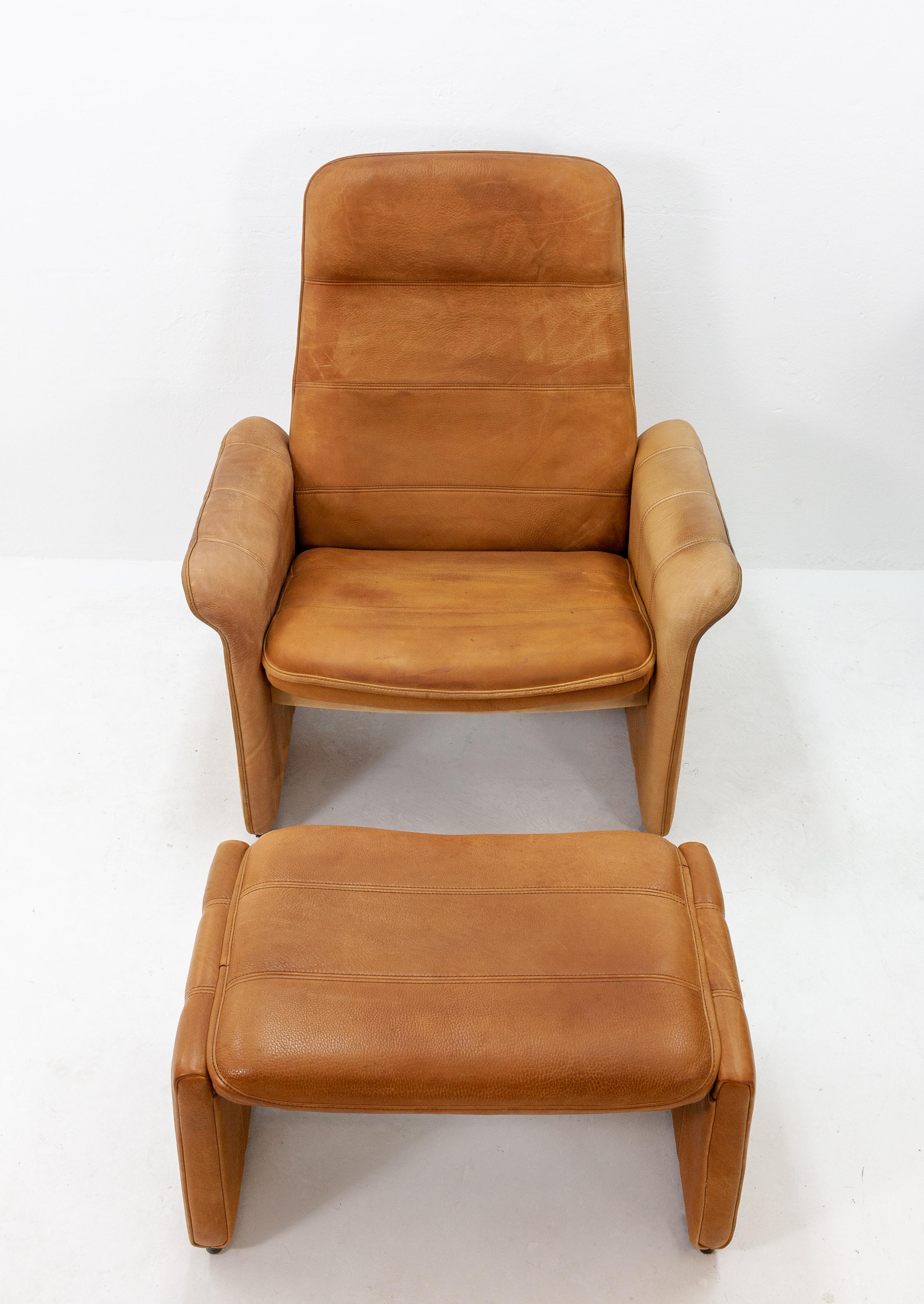 Leather De Sede DS 50 Lounge Chair and Ottoman