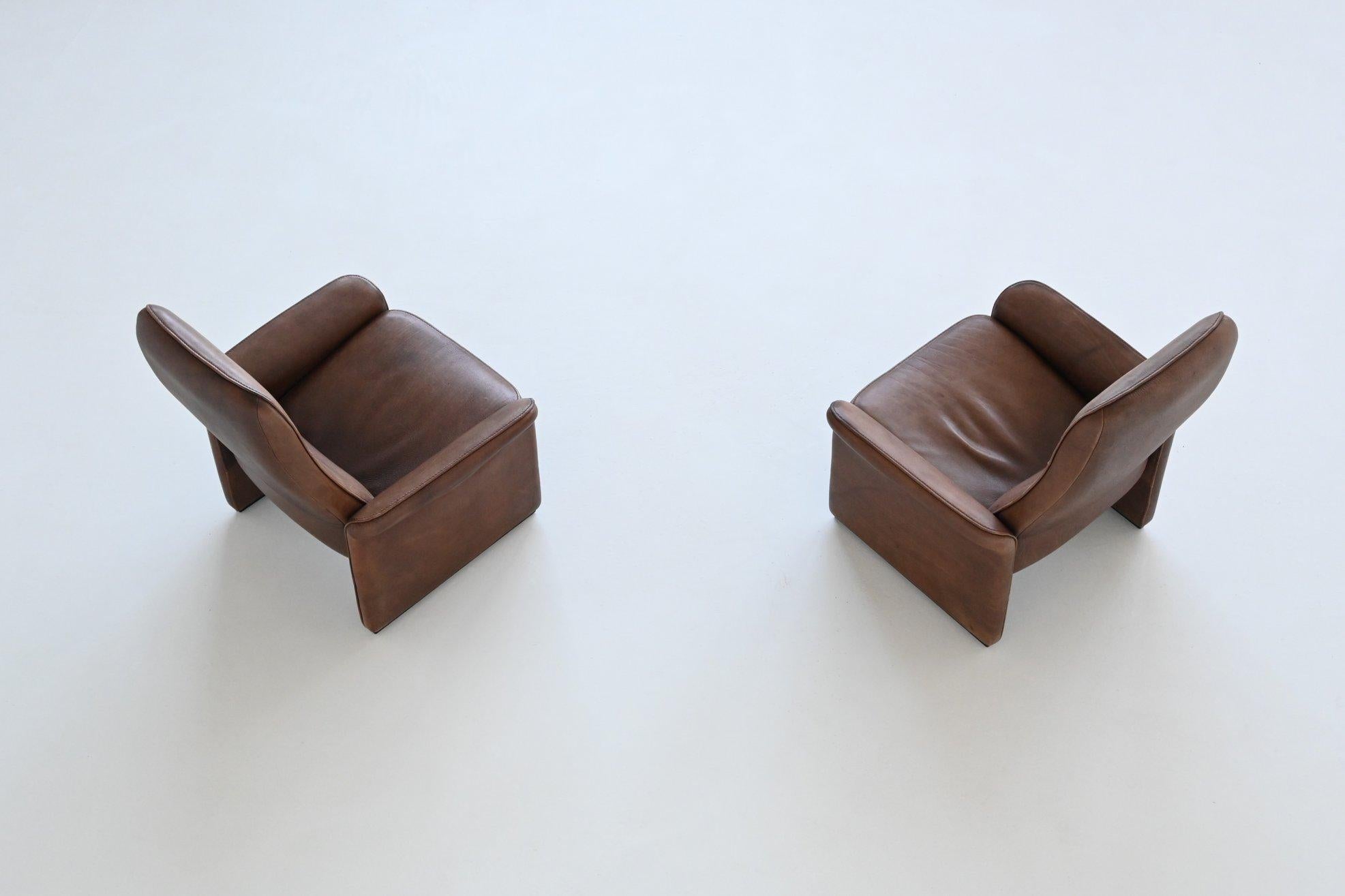 De Sede DS 50 lounge chairs brown buffalo leather Switzerland 1970 3