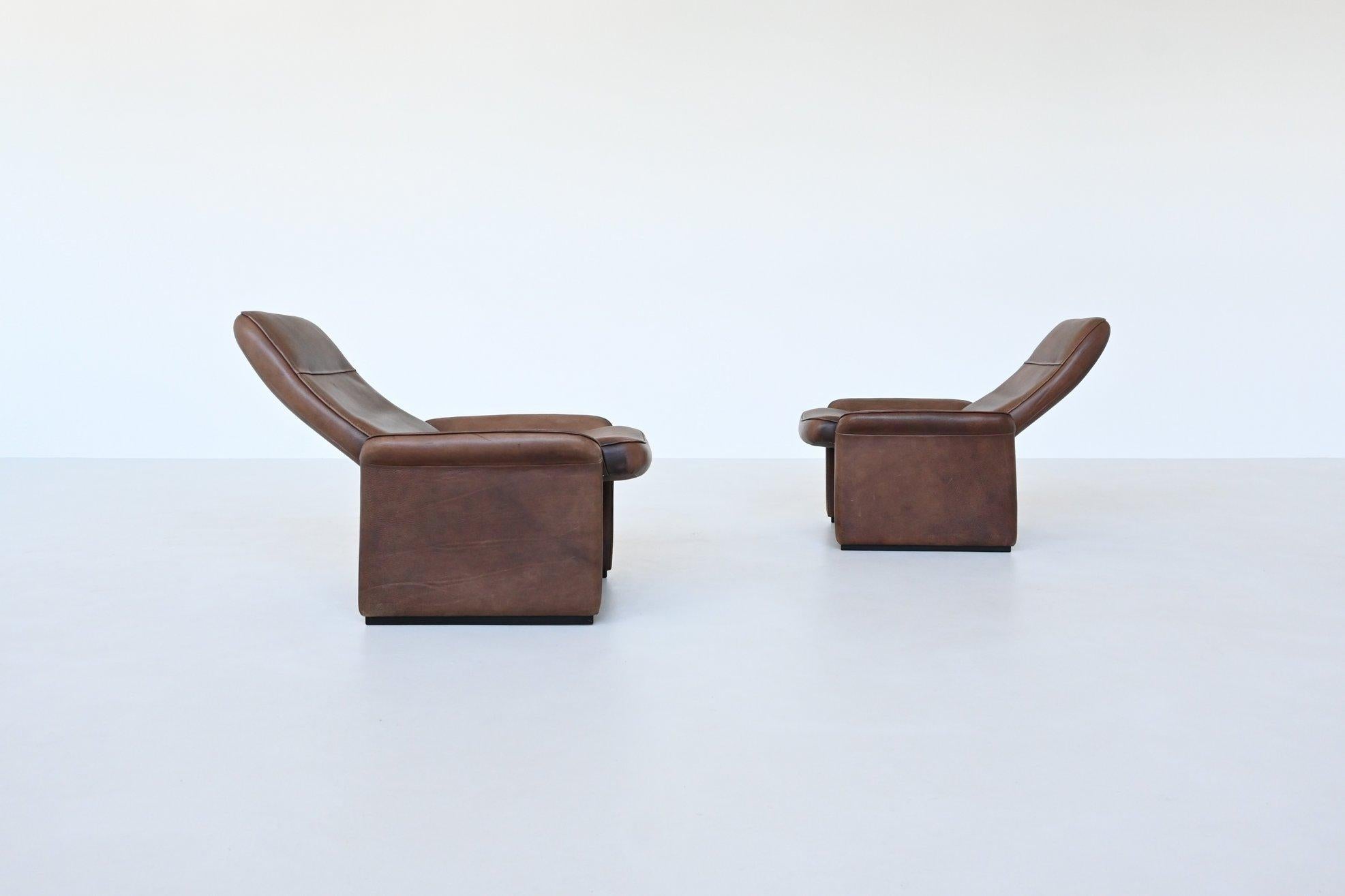 De Sede DS 50 lounge chairs brown buffalo leather Switzerland 1970 In Good Condition In Etten-Leur, NL