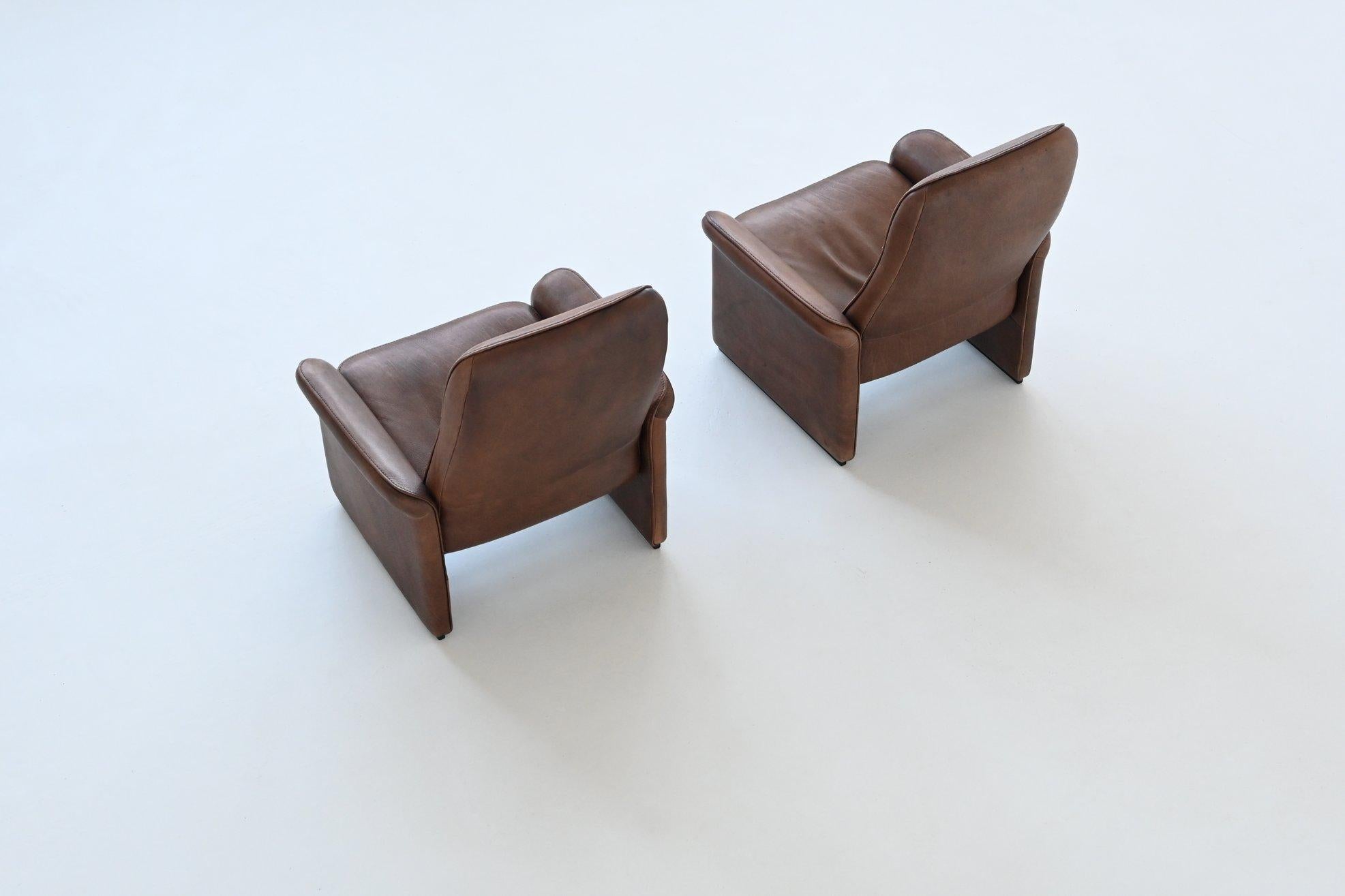 De Sede DS 50 lounge chairs brown buffalo leather Switzerland 1970 2