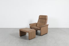 De Sede DS 50 Natural Leather Recliner and Ottoman, 1980s