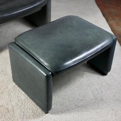 De Sede DS-50 reclining armchair and ottoman, petrol blue, 1970s