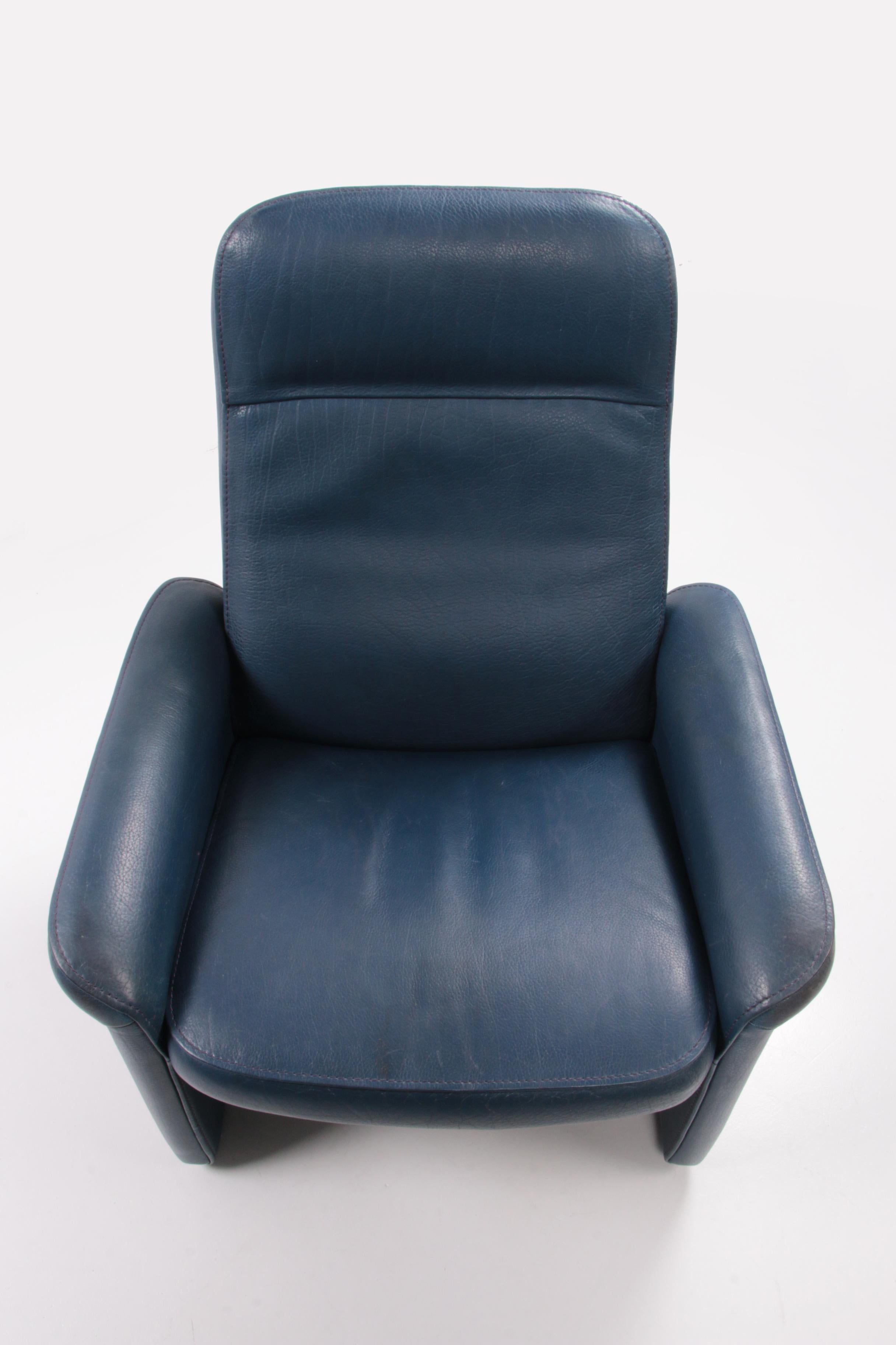 De Sede Ds 50 Relax Armchair with Hocker Leather Petrol Colour, 1980 Switzerland 6