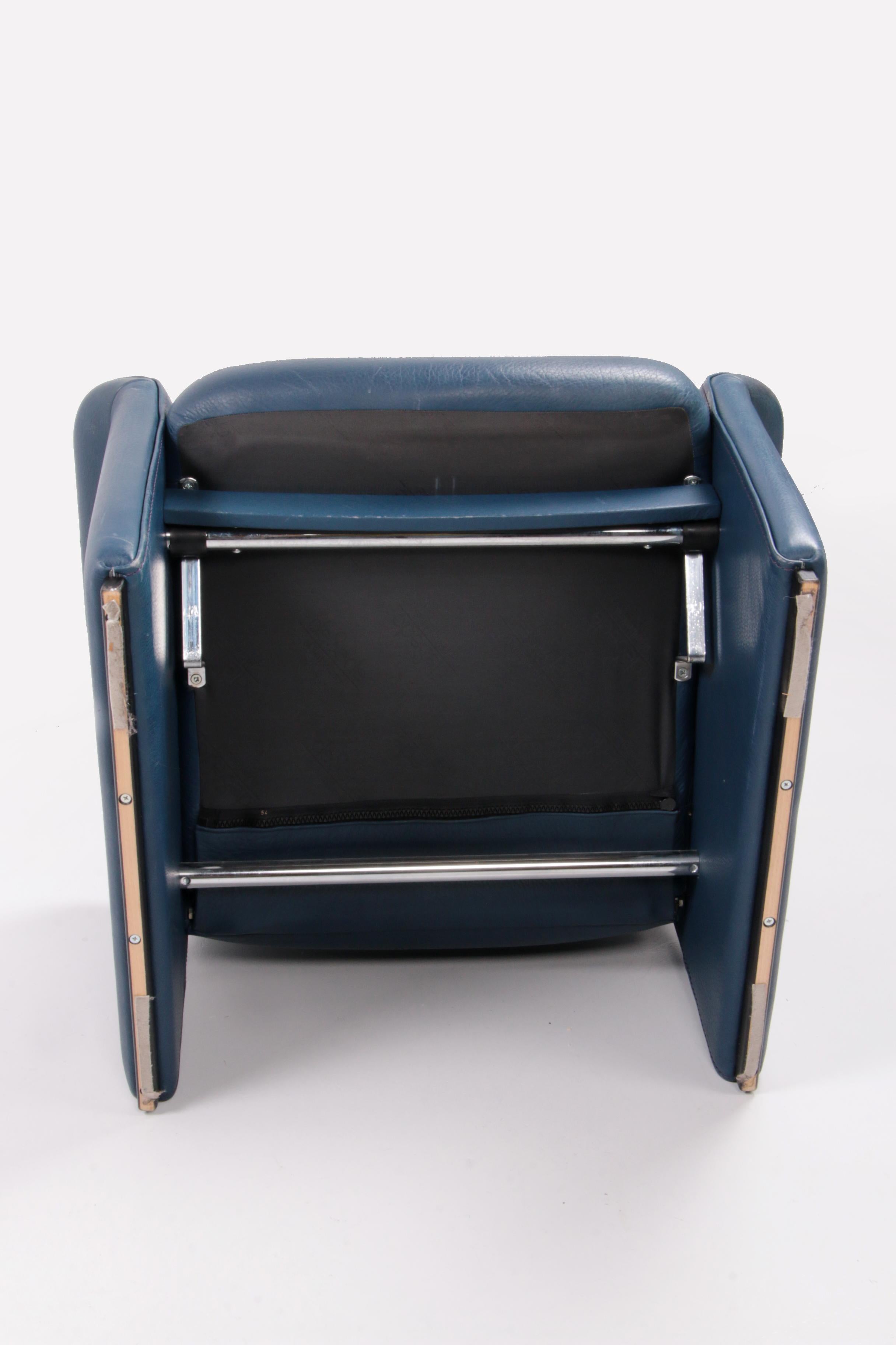 De Sede Ds 50 Relax Armchair with Hocker Leather Petrol Colour, 1980 Switzerland 8