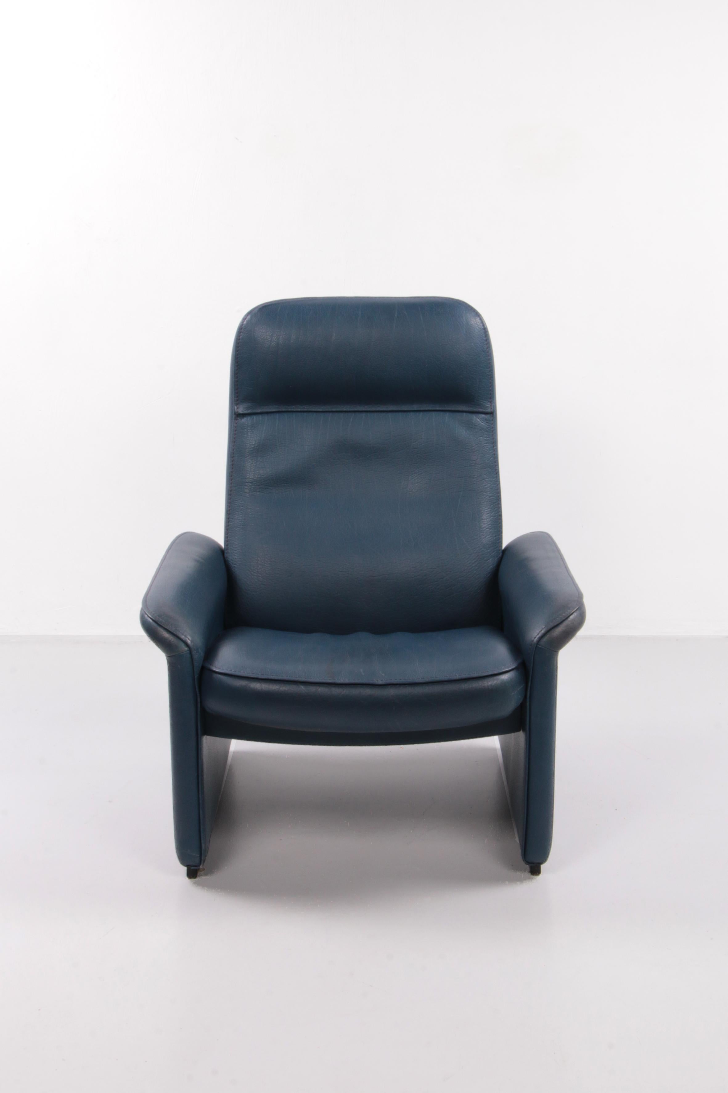 Modern De Sede Ds 50 Relax Armchair with Hocker Leather Petrol Colour, 1980 Switzerland