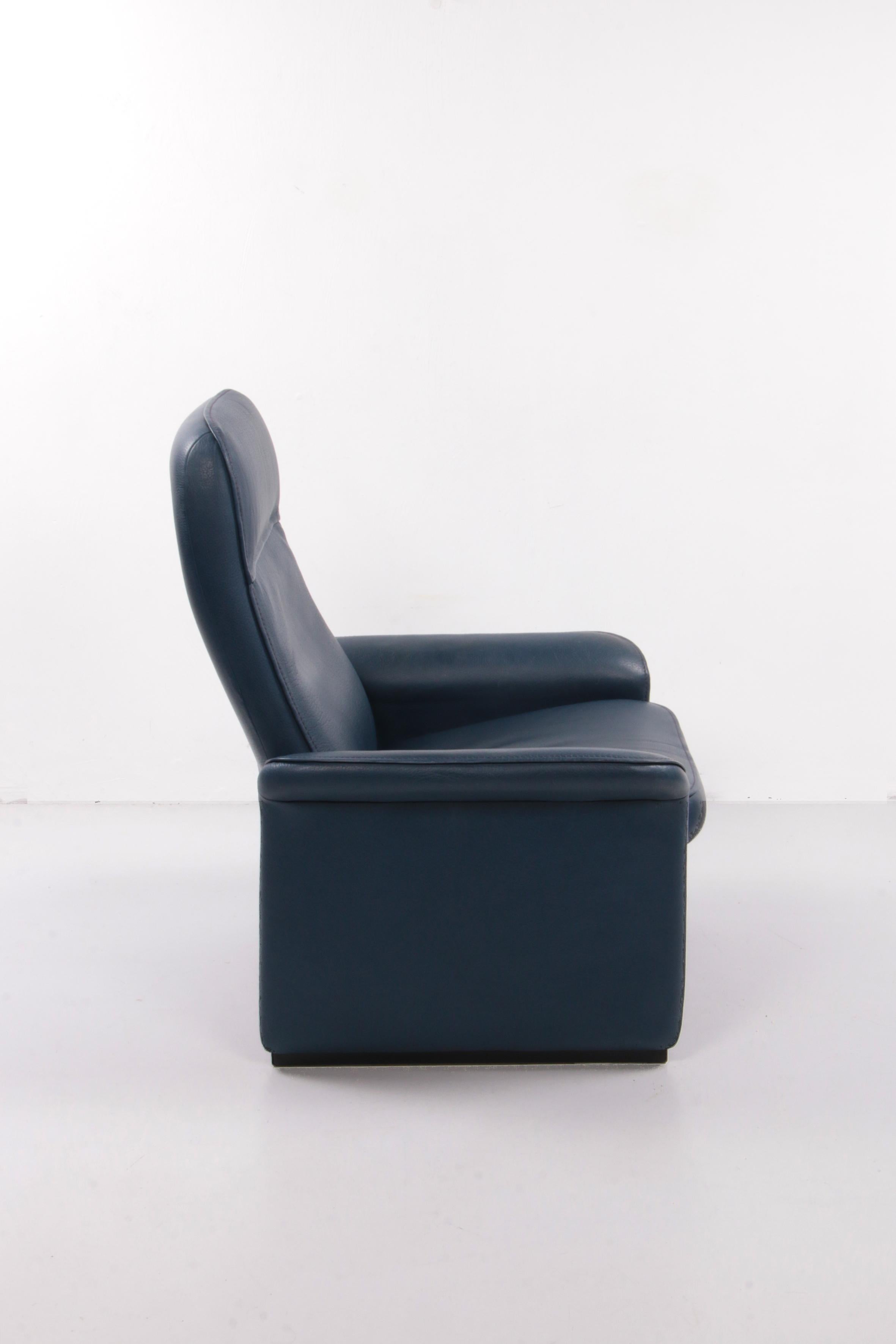 Late 20th Century De Sede Ds 50 Relax Armchair with Hocker Leather Petrol Colour, 1980 Switzerland