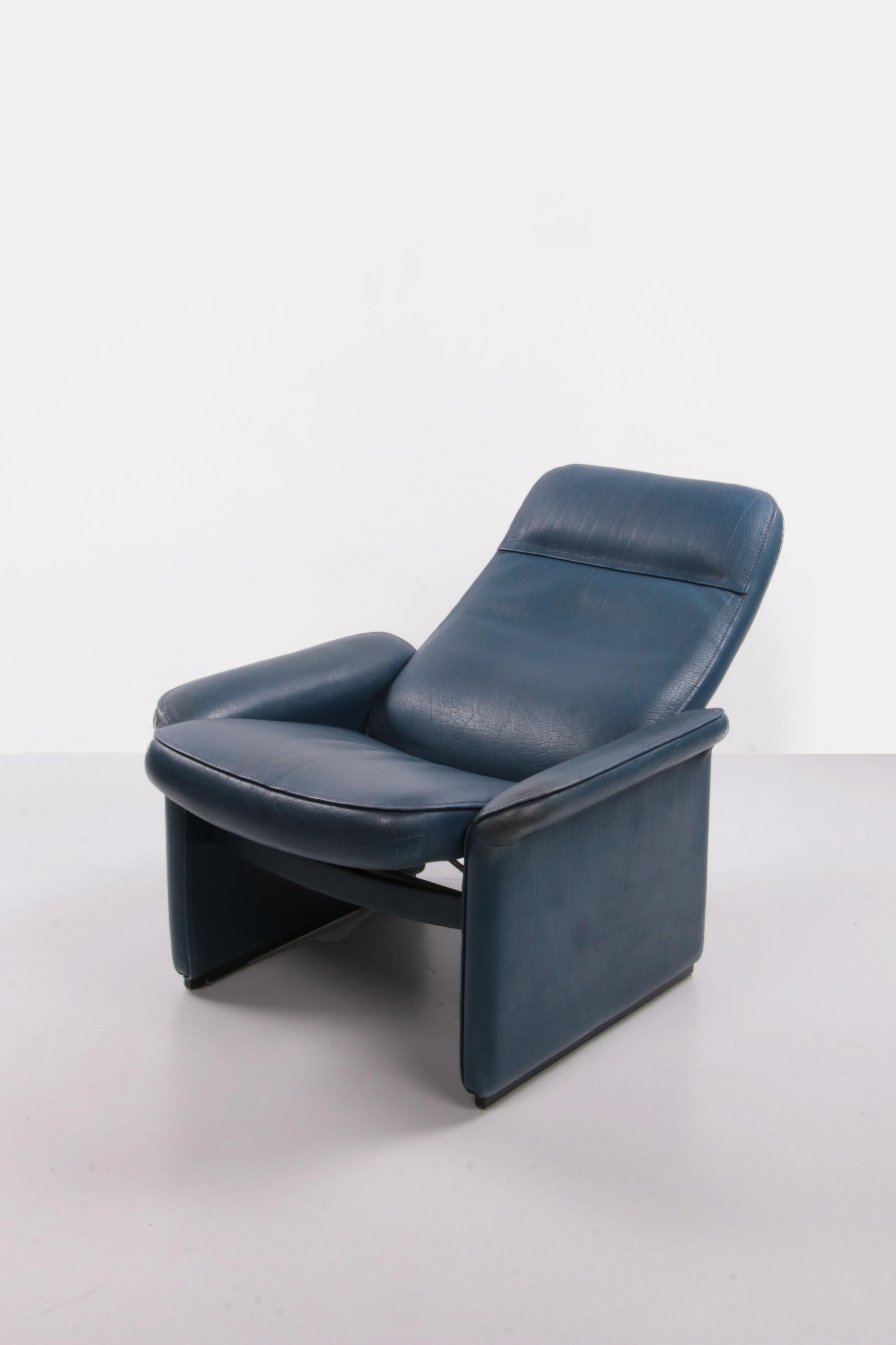 De Sede Ds 50 Relax Armchair with Hocker Leather Petrol Colour, 1980 Switzerland 1