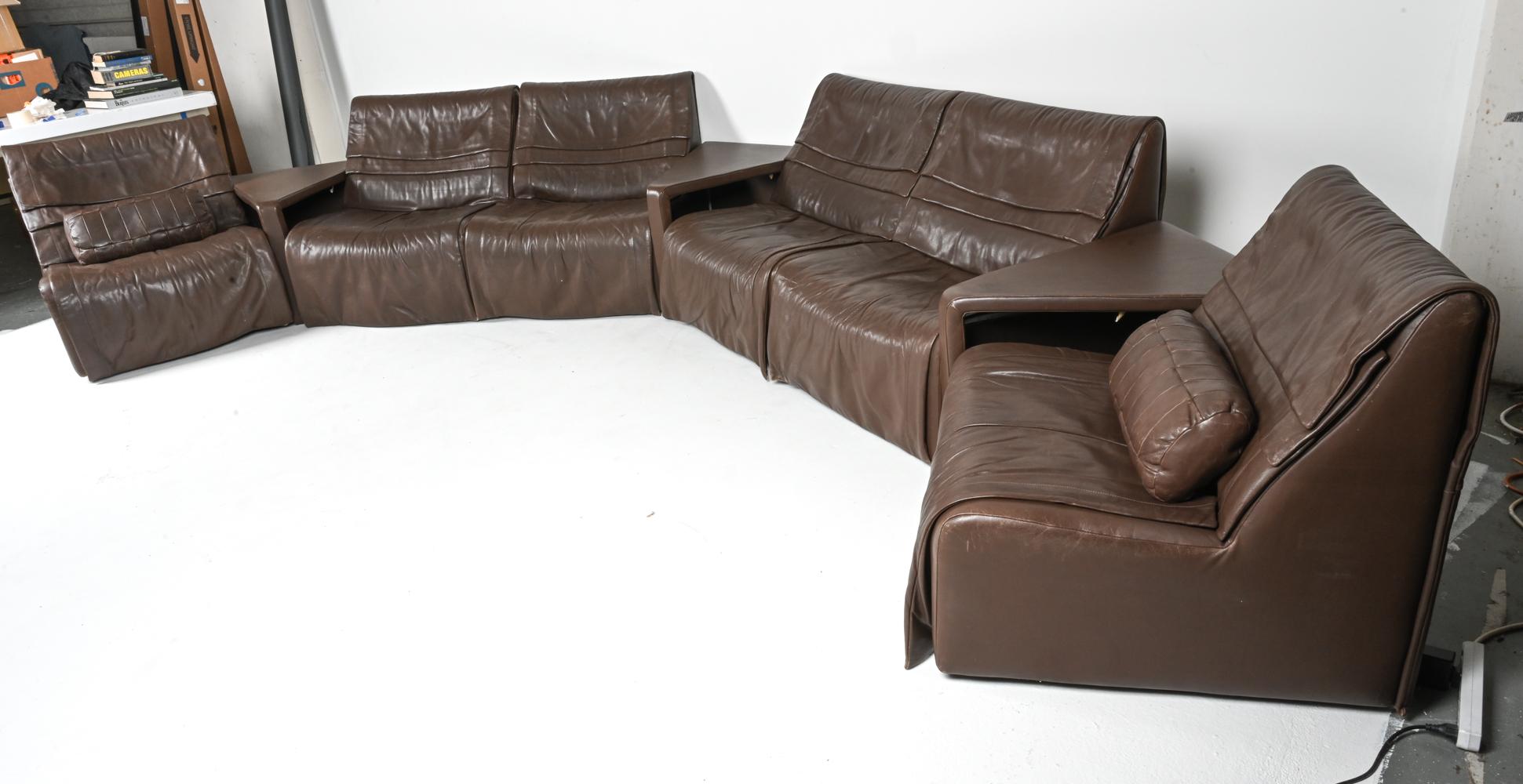 De Sede DS 500 Modular Sectional Sofa & Table Suite in Brown Leather For Sale 8