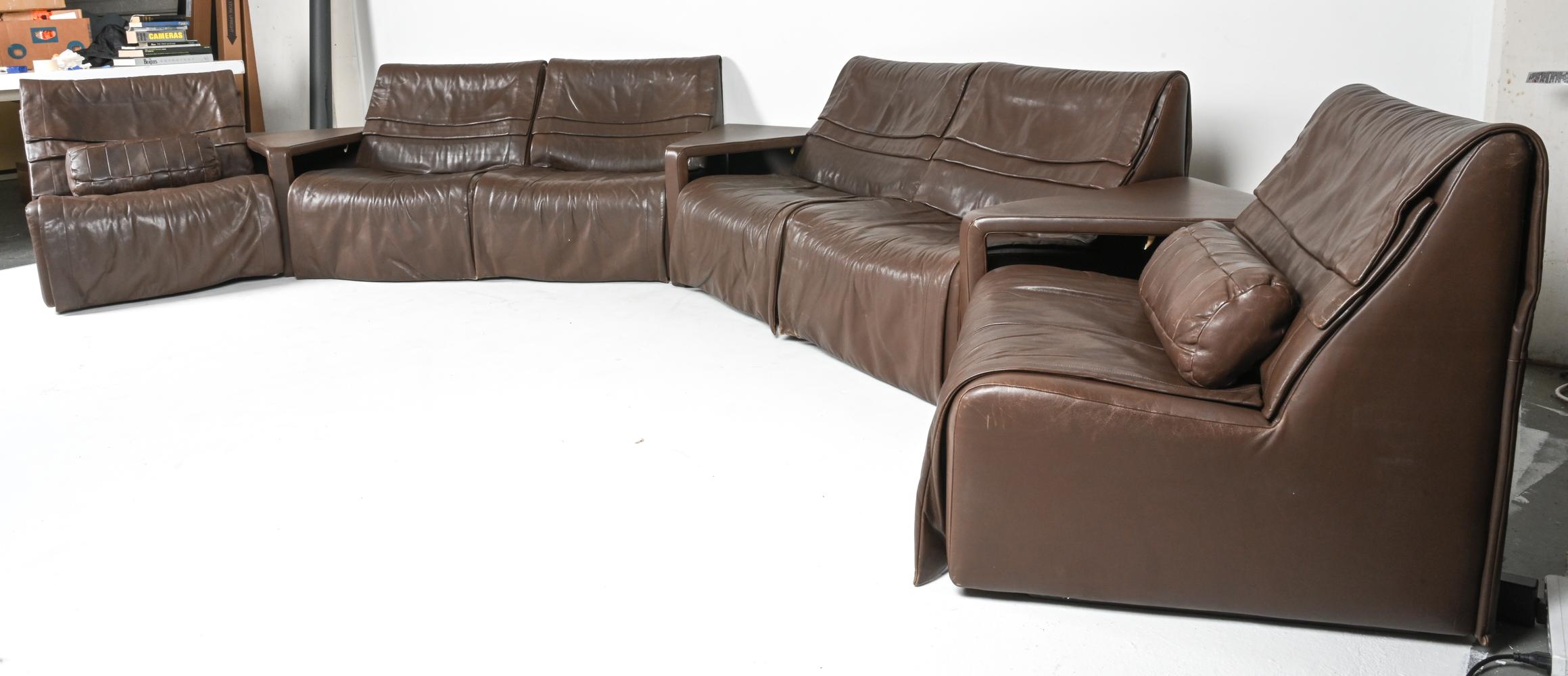 De Sede DS 500 Modular Sectional Sofa & Table Suite in Brown Leather For Sale 9