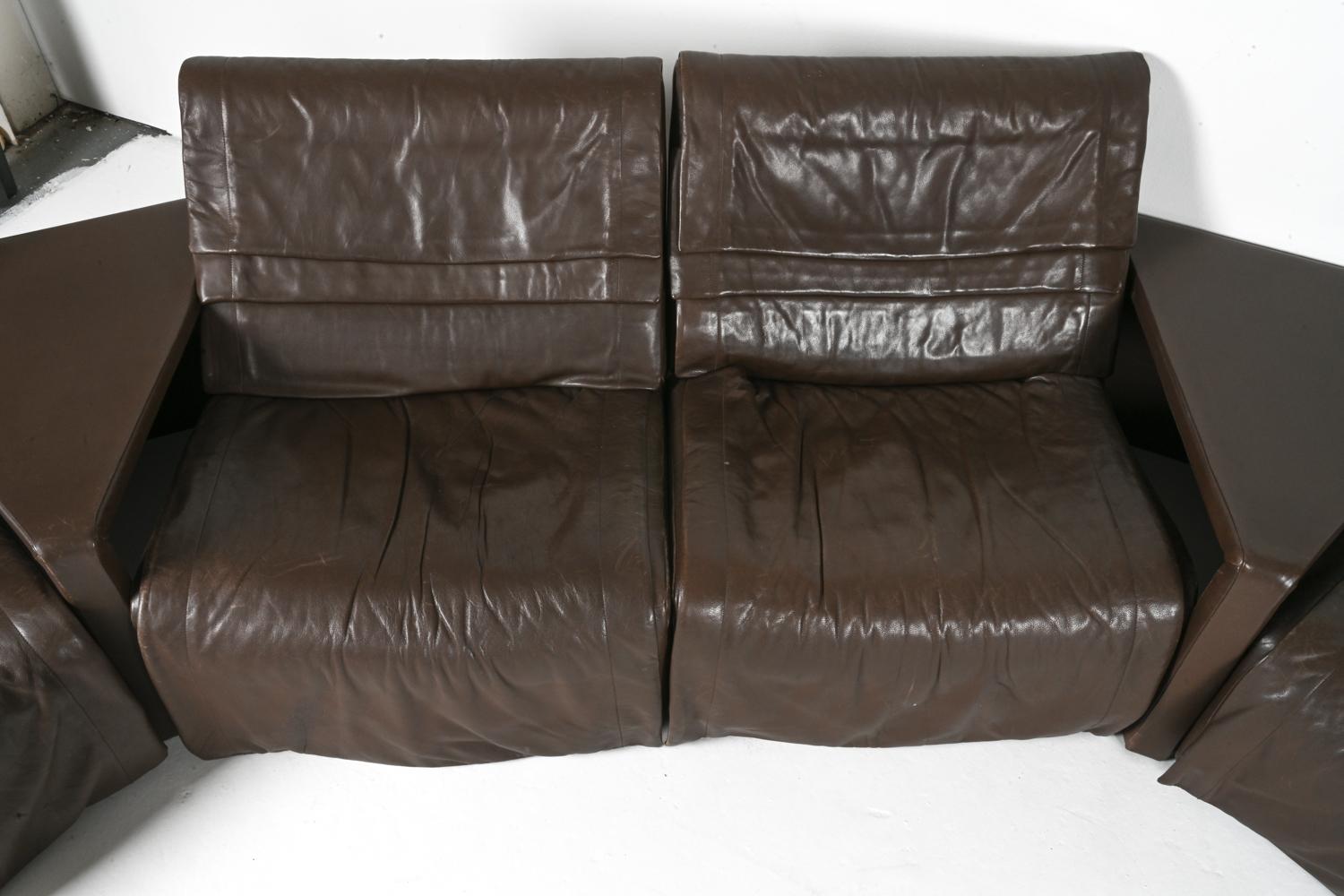 De Sede DS 500 Modular Sectional Sofa & Table Suite in Brown Leather For Sale 1