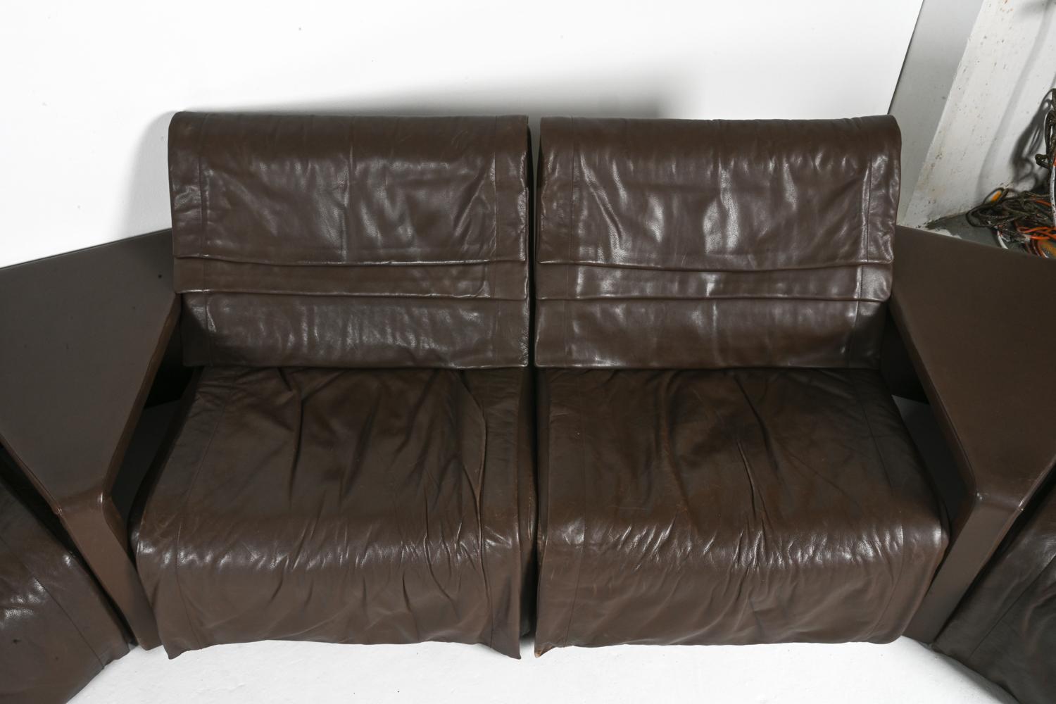 De Sede DS 500 Modular Sectional Sofa & Table Suite in Brown Leather For Sale 2