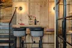 Sgabello De Sede DS 515 con rivestimento grigio e colore oro di Greutmann Bolzern