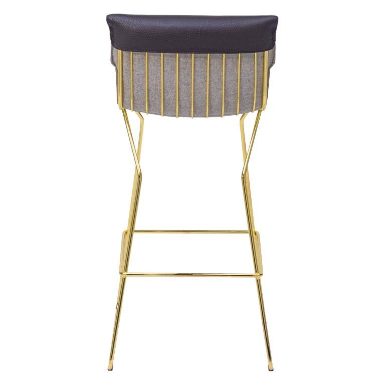 De Sede DS 515 Barstool in Grey Upholstery with Gold Color by Greutmann Bolzern For Sale at 1stDibs De Sede DS 515 Barstool in... 