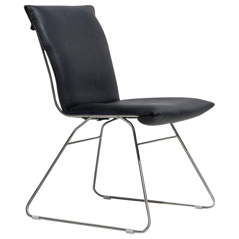 De Sede DS 515 Chair in Black Upholstery with Chrome Base by Greutmann Bolzern For Sale