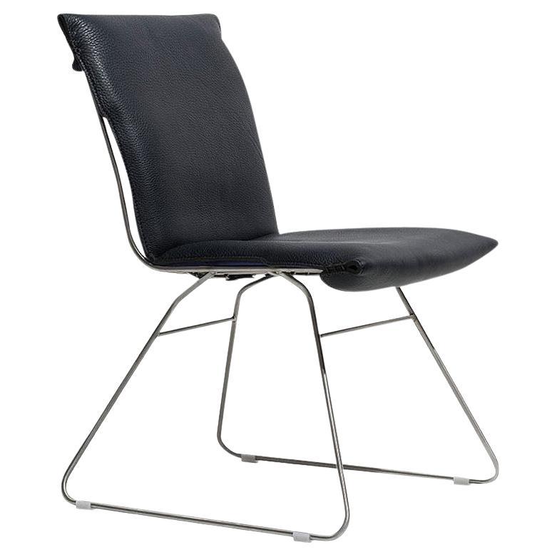 De Sede DS 515 Chair in Black Upholstery with Chrome Base by Greutmann Bolzern For Sale