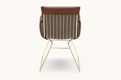 Sedia De Sede DS 515 con rivestimento marrone e base color oro, Greutmann Bolzern