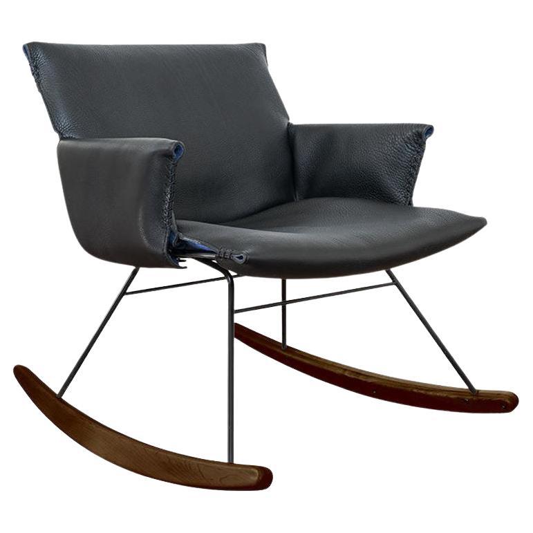 De Sede DS 515 Rocking Char in Grey Upholstery by Greutmann Bolzern For Sale