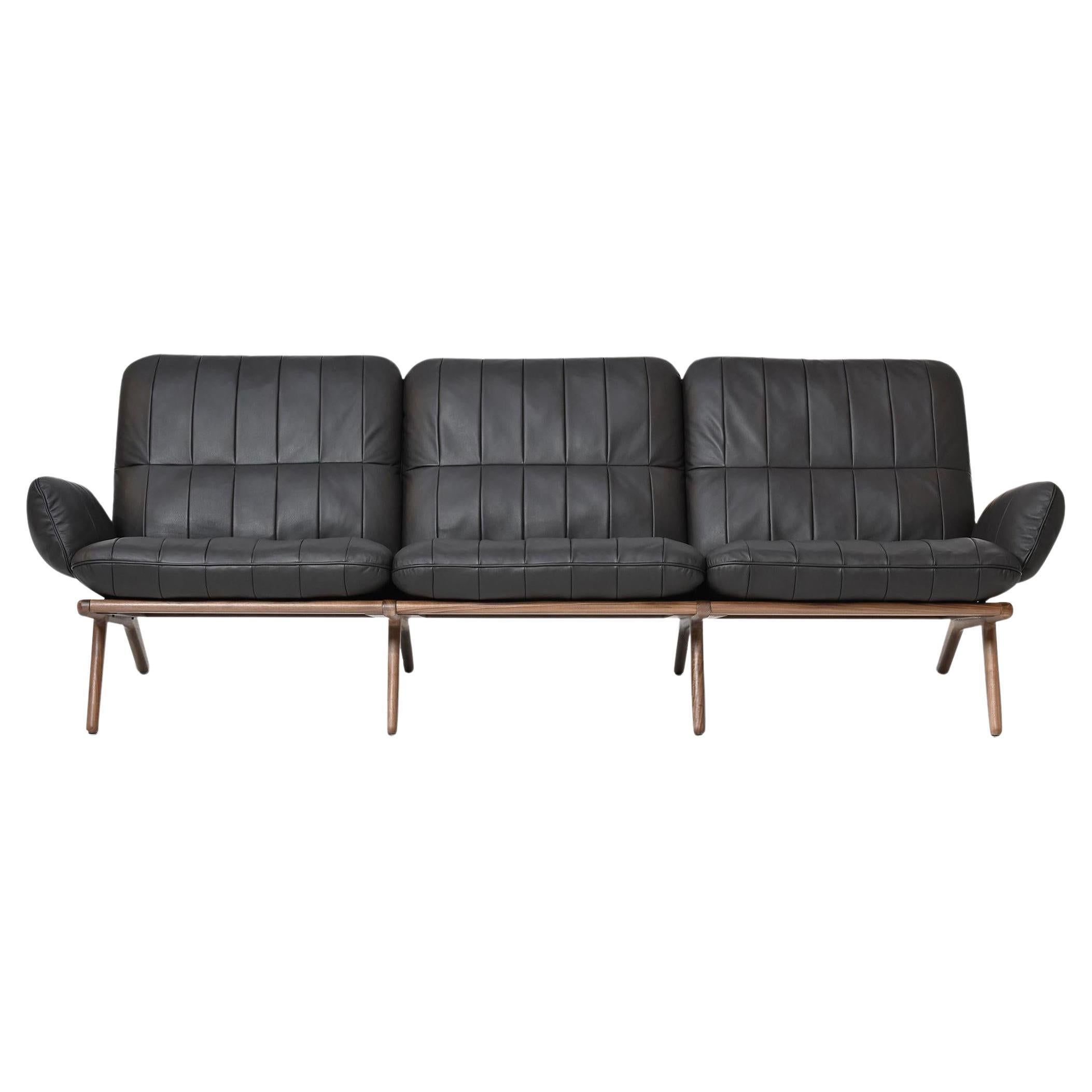 De Sede DS 531 Three-Seat Sofa in Black Upholstery by De Sede Design-Team For Sale