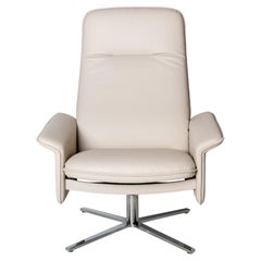 De Sede DS 55 High Back Chair in White Leather Upholstery by De Sede Design Team