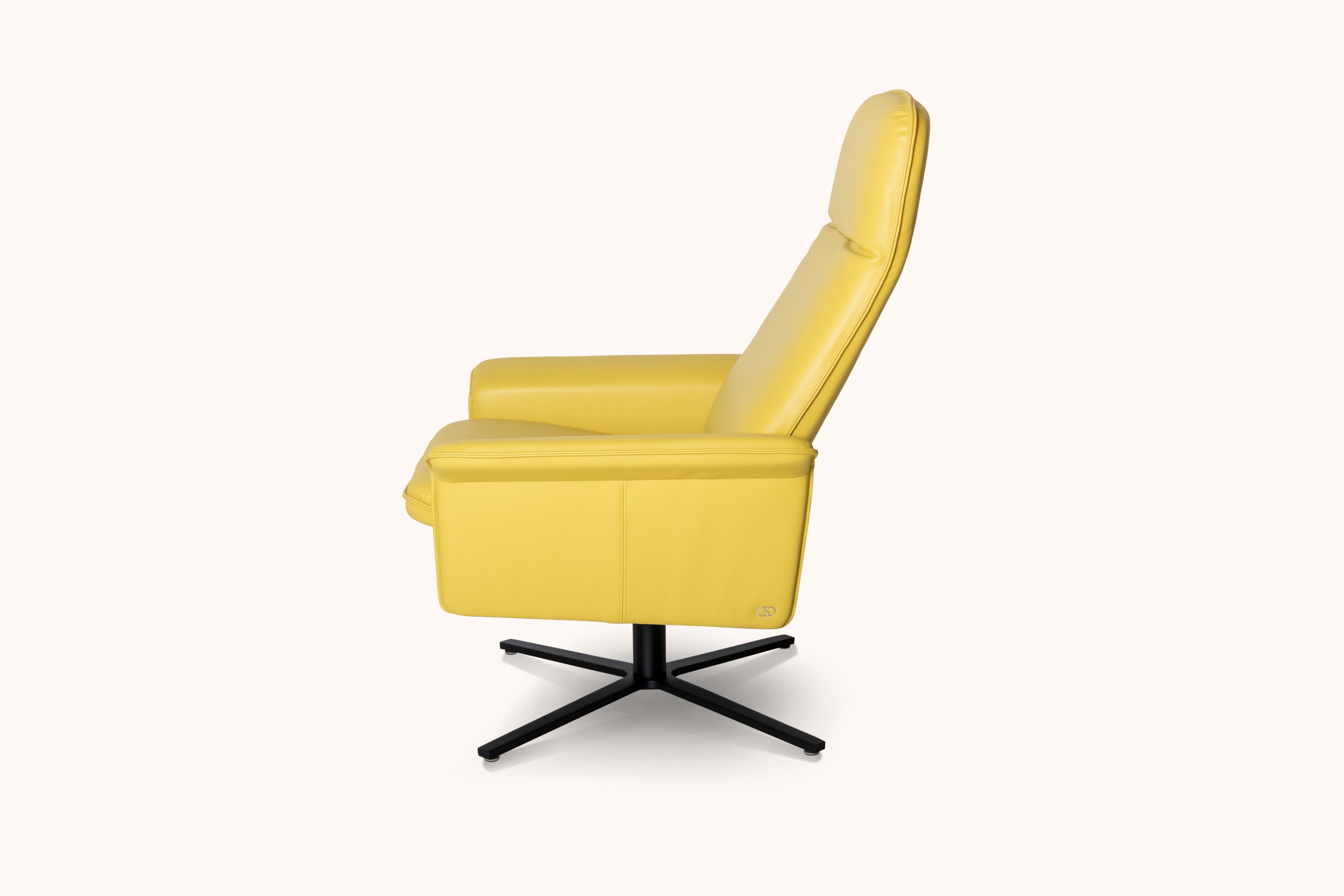 Modern De Sede DS 55 High Back Chair in Yellow Leather Upholstery, De Sede Design Team For Sale