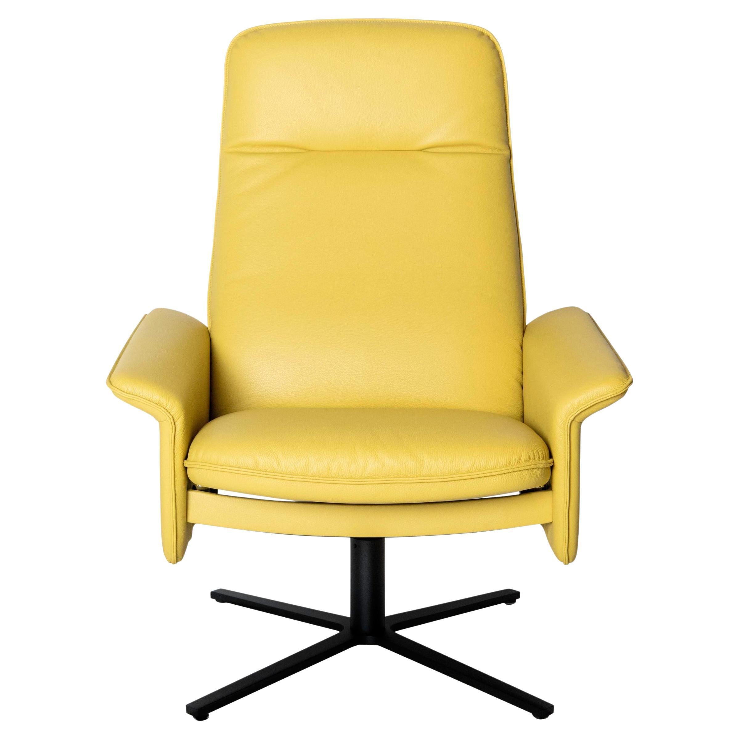De Sede DS 55 Stuhl mit hoher Rückenlehne und gelber Lederpolsterung, De Sede Design Team