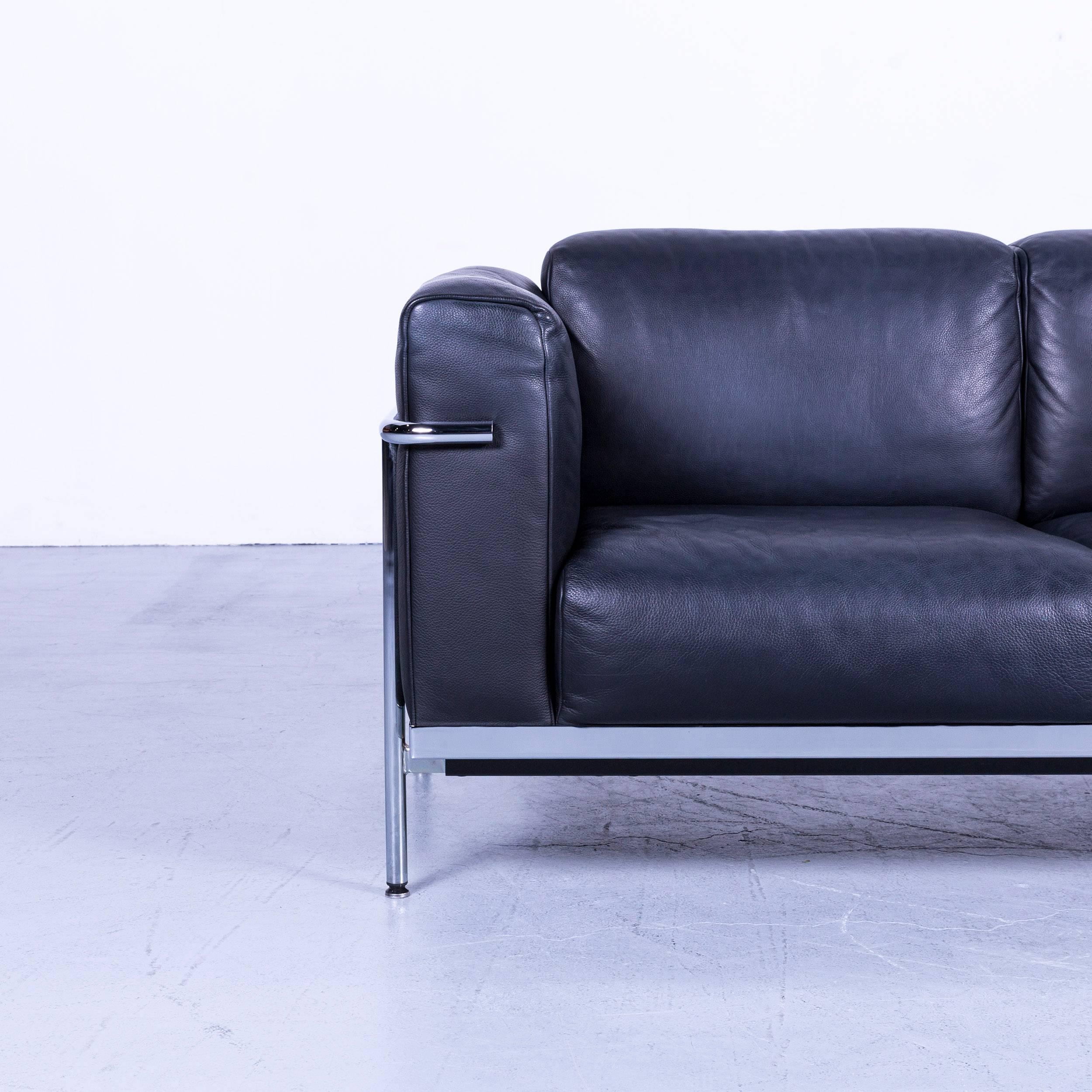 Swiss De Sede DS 560 Designer Sofa Black Leather Two-Seat Modern