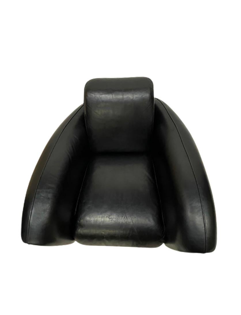 Swiss De Sede DS-57 Black Leather Chair by Franz Romero