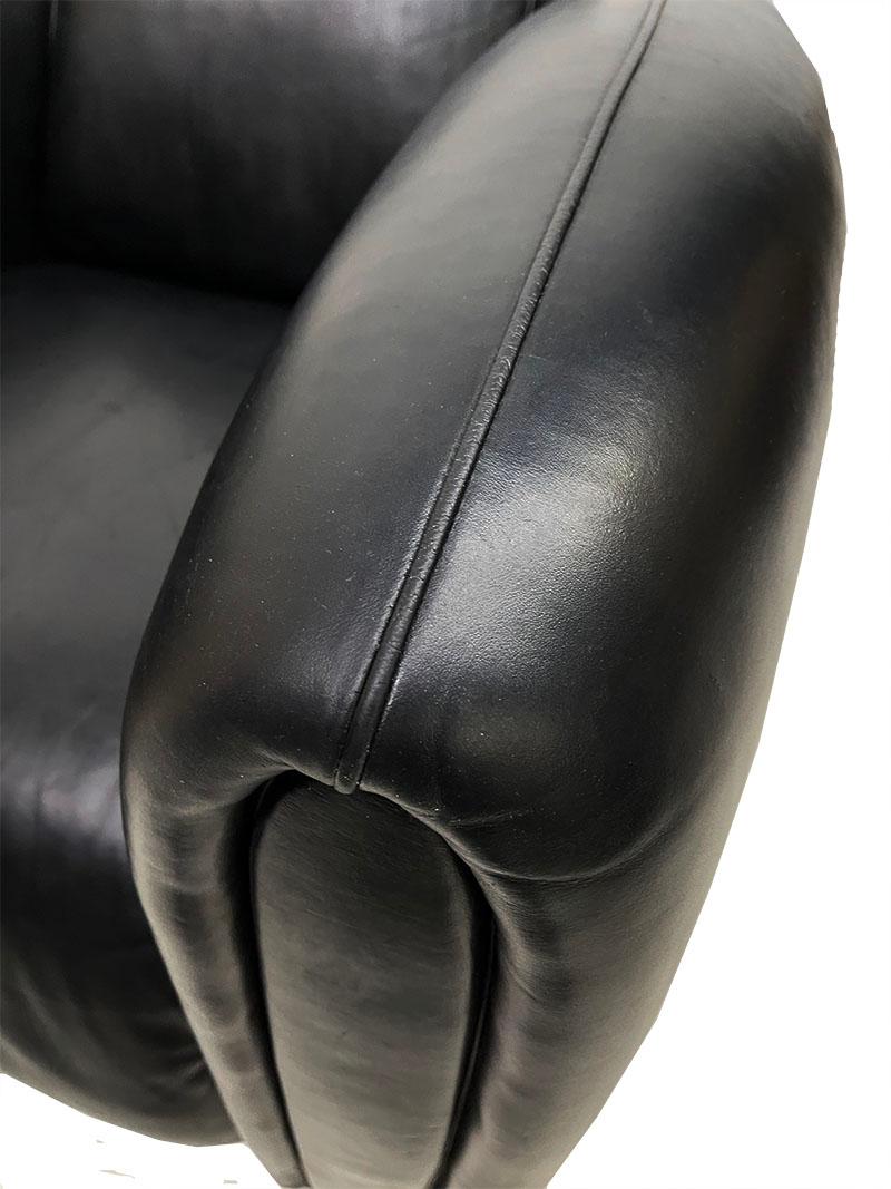 20th Century De Sede DS-57 Black Leather Chair by Franz Romero