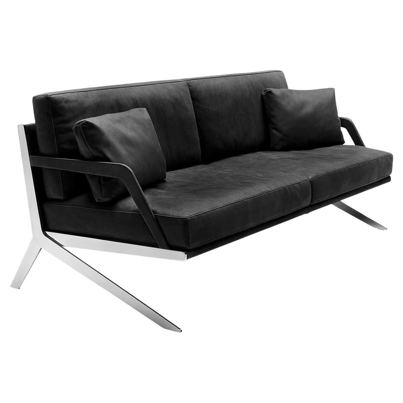 De Sede DS-60/23 Sofa in Black Leather Upholstery by Gordon Guillaumier For Sale