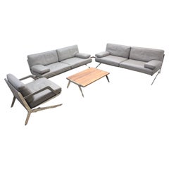 De Sede DS-60 Graues Leder Ledersofa Ledersessel Tisch Designklassiker