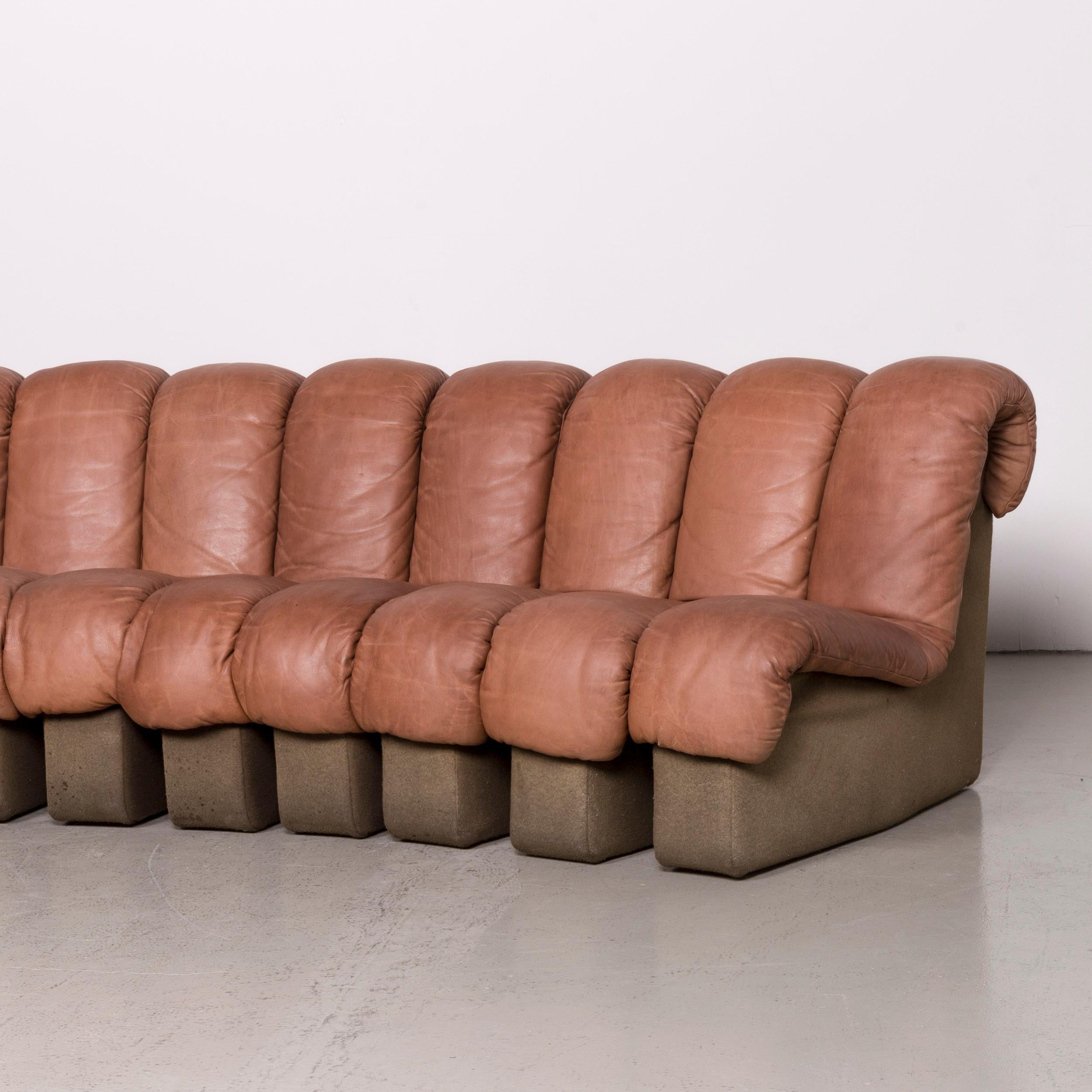 De Sede DS 600 Designer Leather Sofa Brown by Berger, Peduzzi Riva, Ulrich & 1