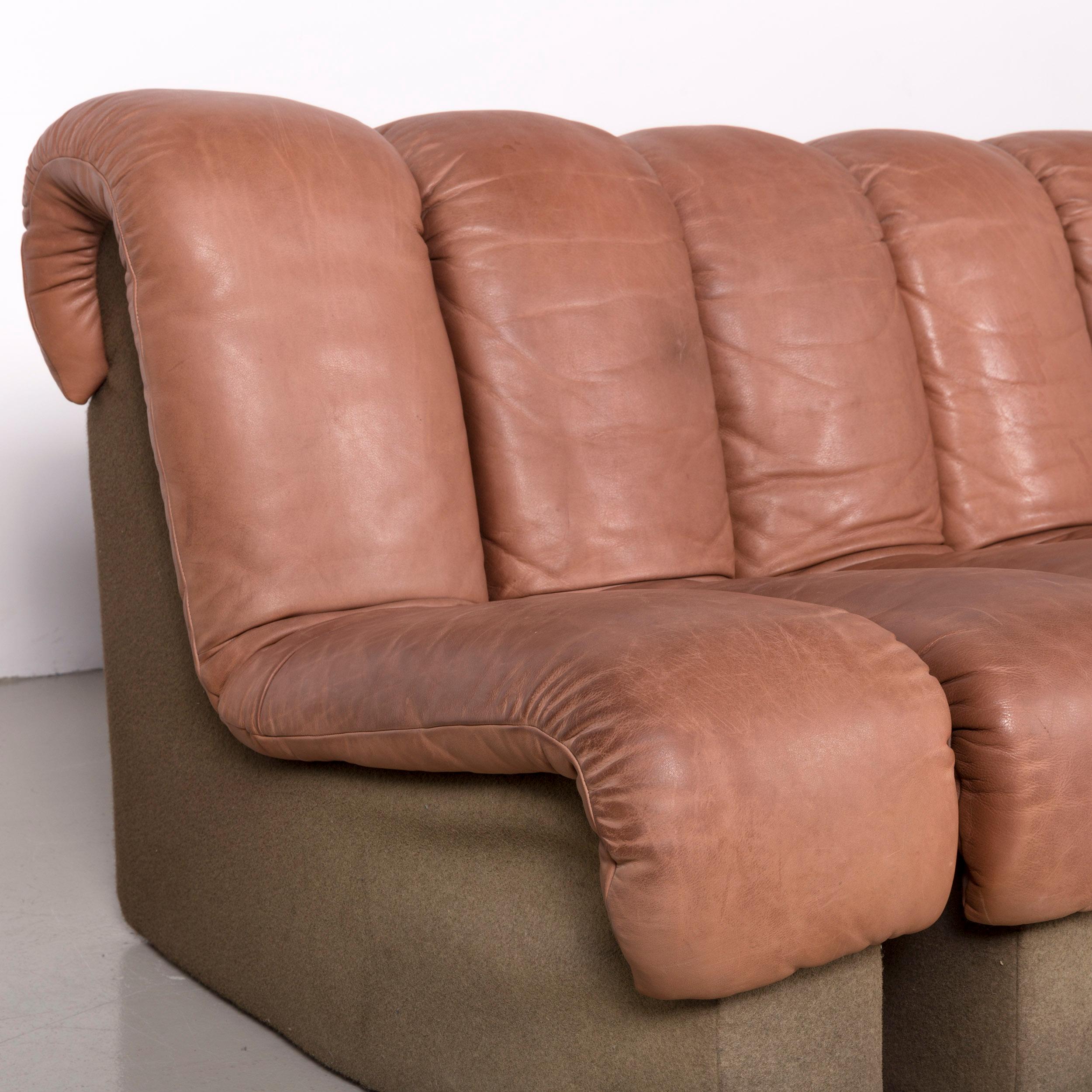 De Sede DS 600 Designer Leather Sofa Brown by Berger, Peduzzi Riva, Ulrich & 2