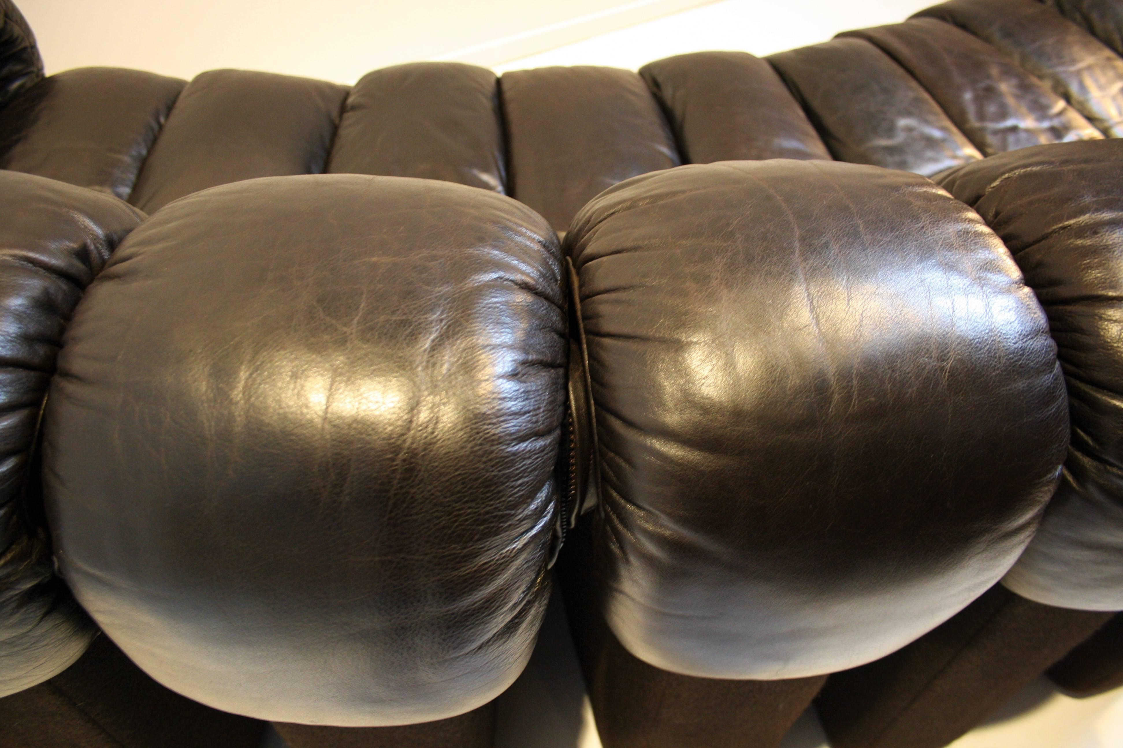 De Sede DS 600 Non Stop Sofa in Dark Brown Leather In Excellent Condition In Belgium, BE