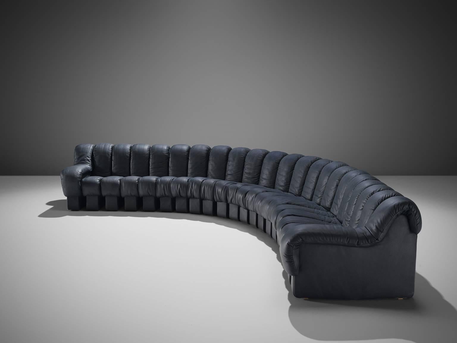 De Sede DS 600 Non Stop 22 Section Sofa in Navy Leather 1