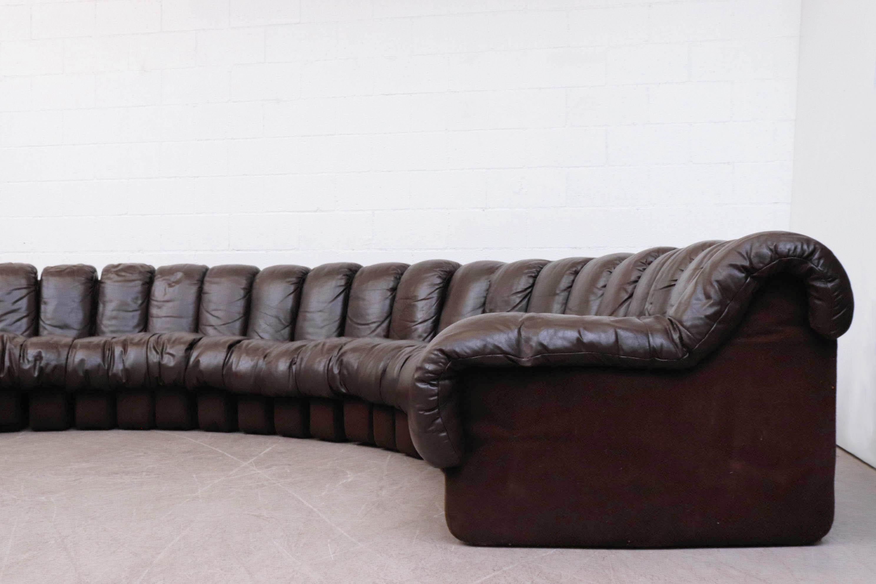 Leather De Sede 'DS 600' Non-Stop 26 Section Sofa by De Sede
